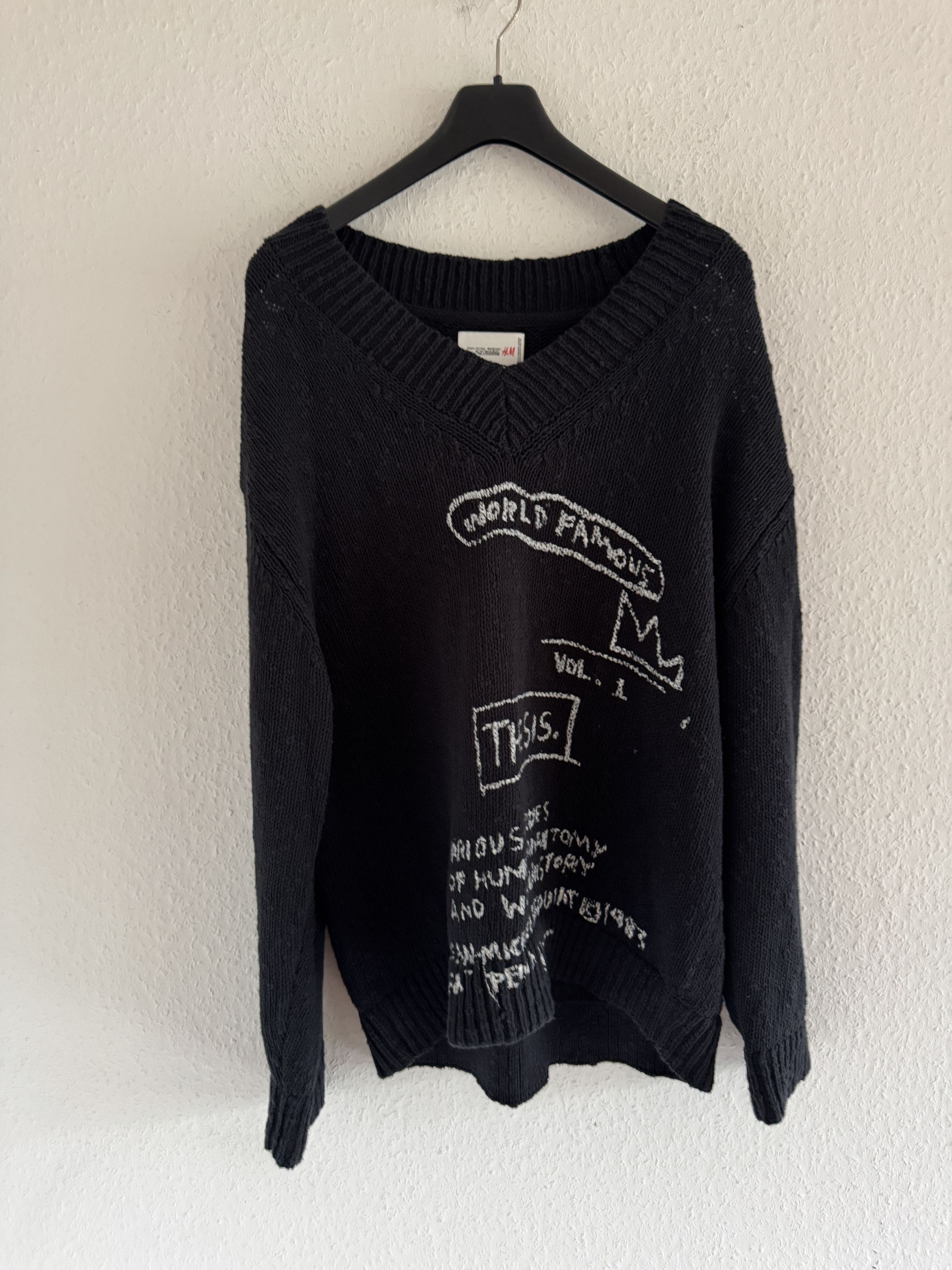 V-Neck Graphic Knit Sweater