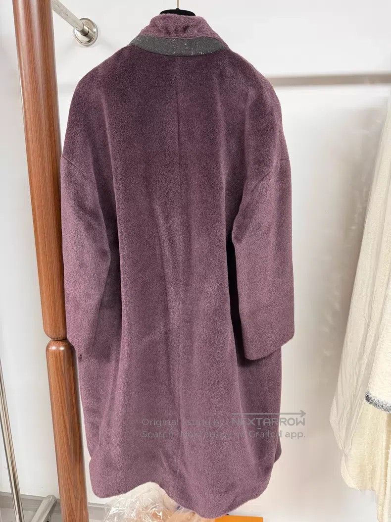 Brunello Cucinelli Brunello Cucinelli Alpaca Wool Robe Coat, Grape Purple Size XS / US 0-2 / IT 36-38 - 9 Thumbnail