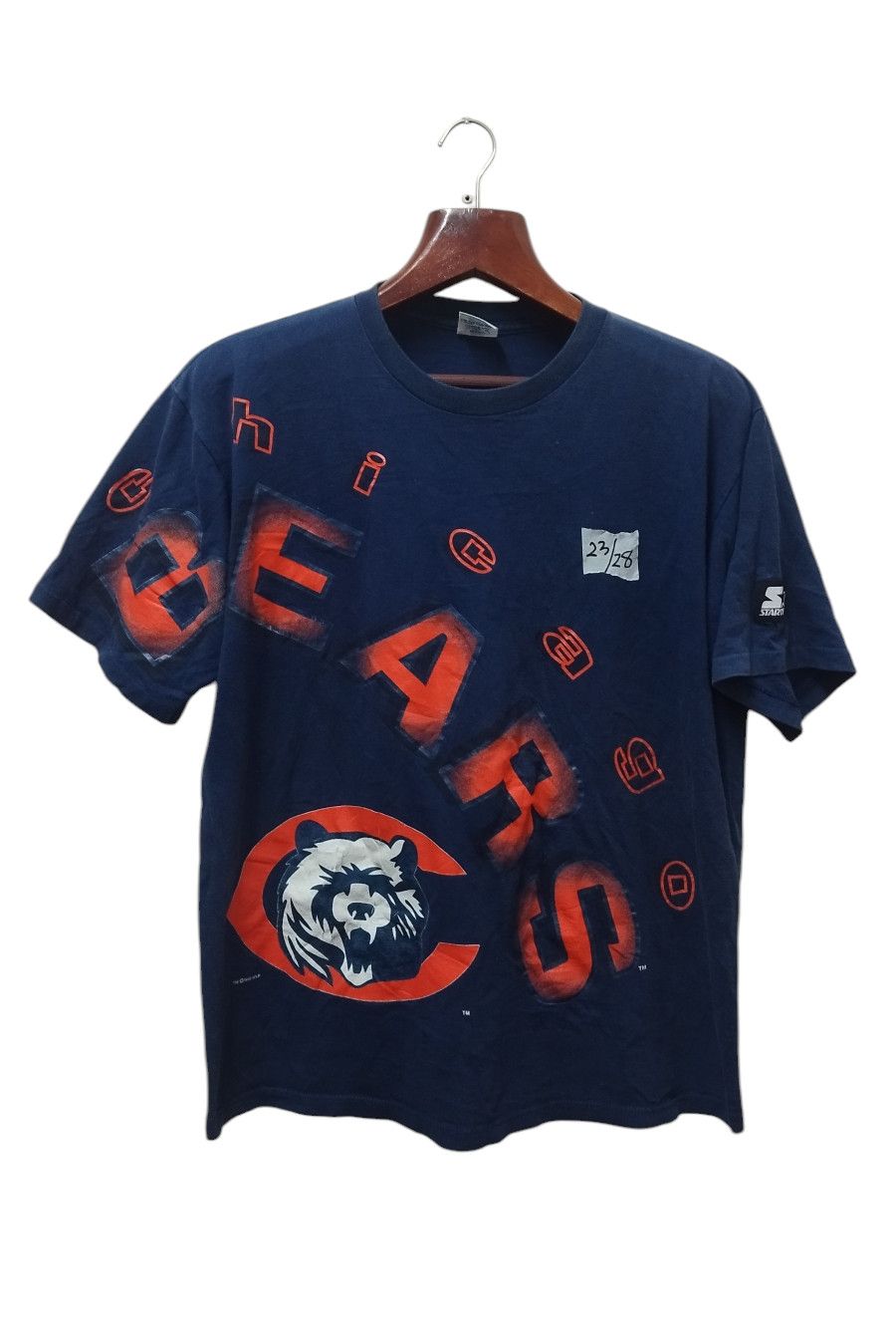 NFL × Vintage Vtg 90's NFL Chicago Bear Overprint T-shirt Size US XL / EU 56 / 4 - 1 Thumbnail