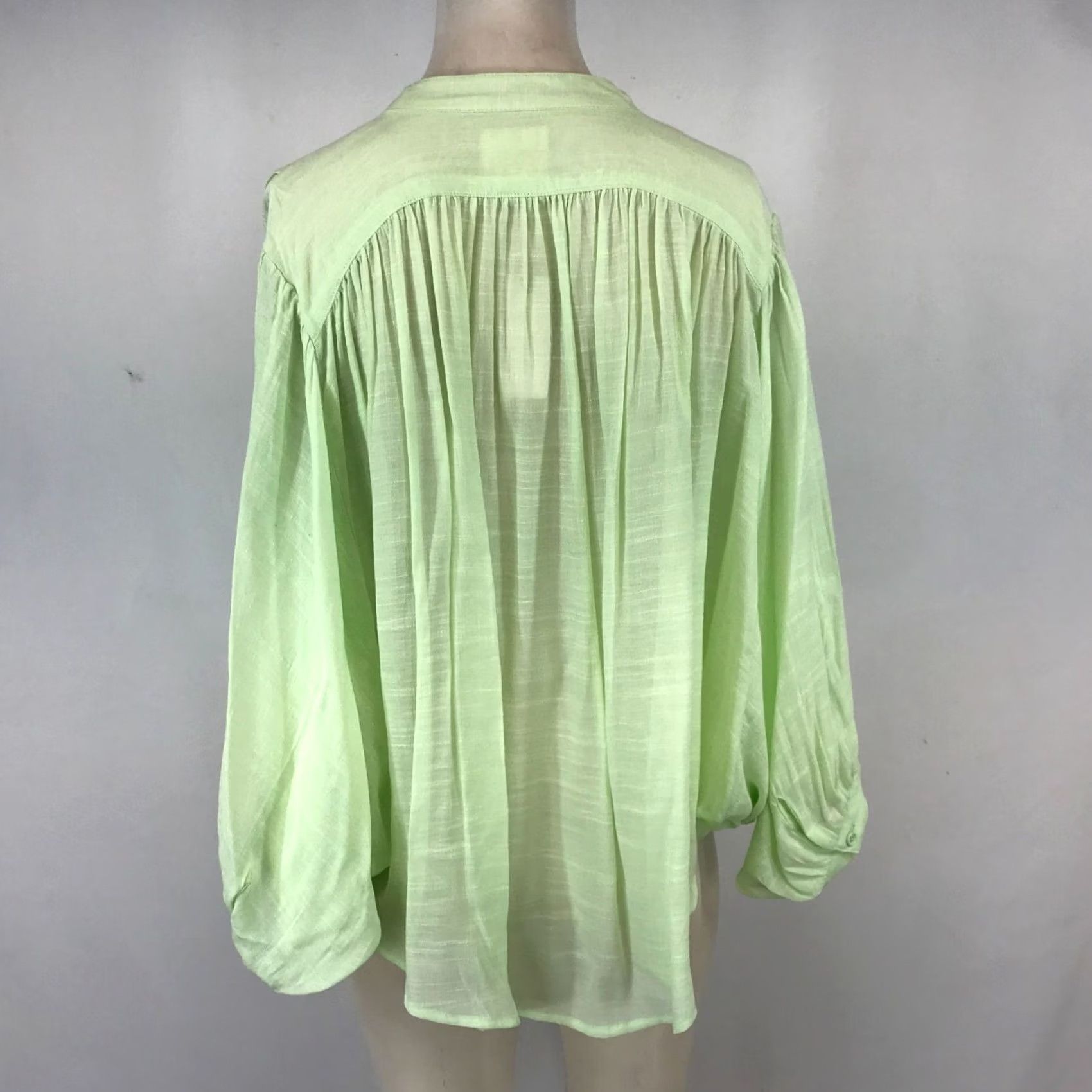 Vintage MAEVE GREEN LONG SLEEVE TOP Collared Button Rayon Blend Womens XS Size XS / US 0-2 / IT 36-38 - 5 Thumbnail