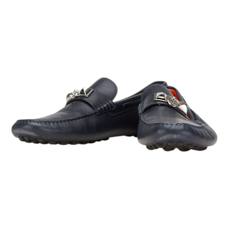 Hermes Hermes Iriving Collier De Chien Leather Metal Loafer Driving Shoes Leather Shoes in Black