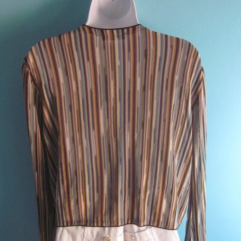 Zanella Zanella Womens Striped Open Front Crop Cardigan Size XL Size L / US 10 / IT 46 - 12 Thumbnail