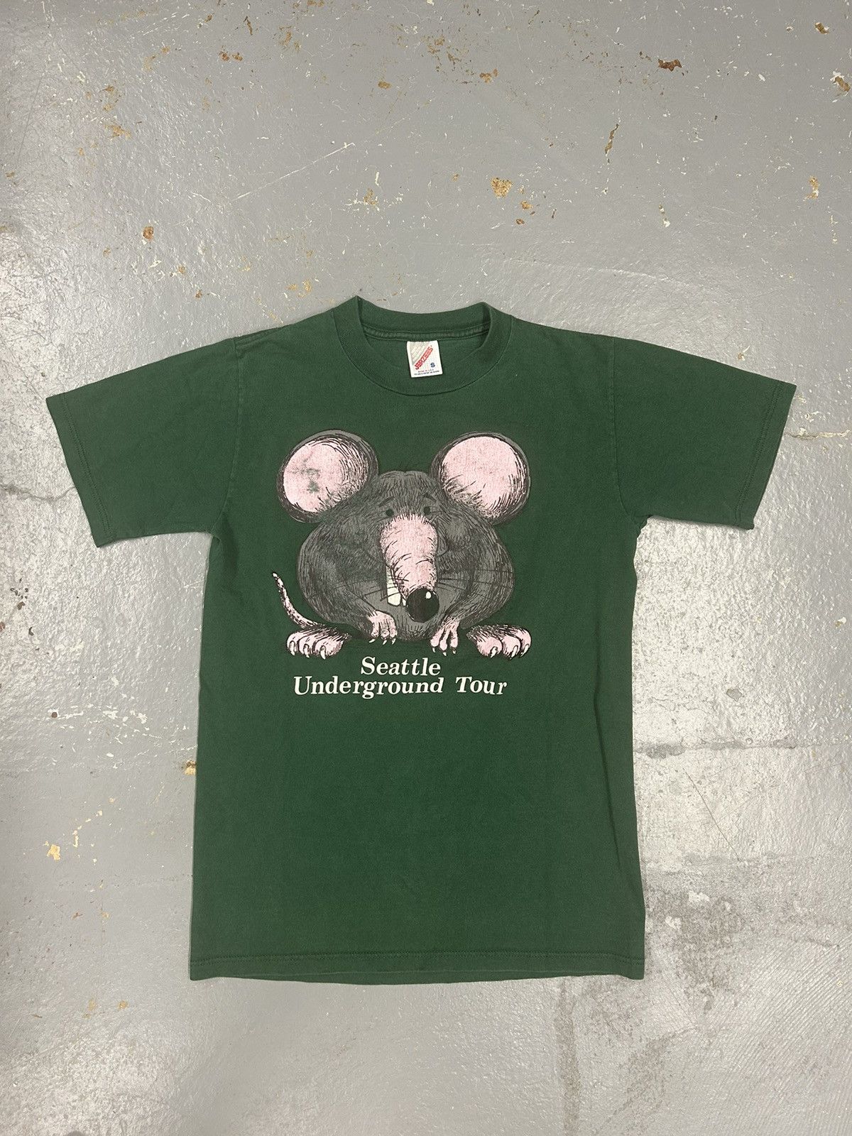 Vintage Crazy Vintage 90s Green Seattle Underground Graphic T-Shirt Size US S / EU 44-46 / 1 - 1 Thumbnail
