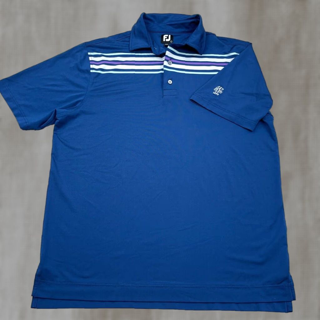 Footjoy FootJoy Polo Shirt Men L Blue White Performance Golf Logo Country Club Navy FJ Size US L / EU 52-54 / 3 - 1 Thumbnail