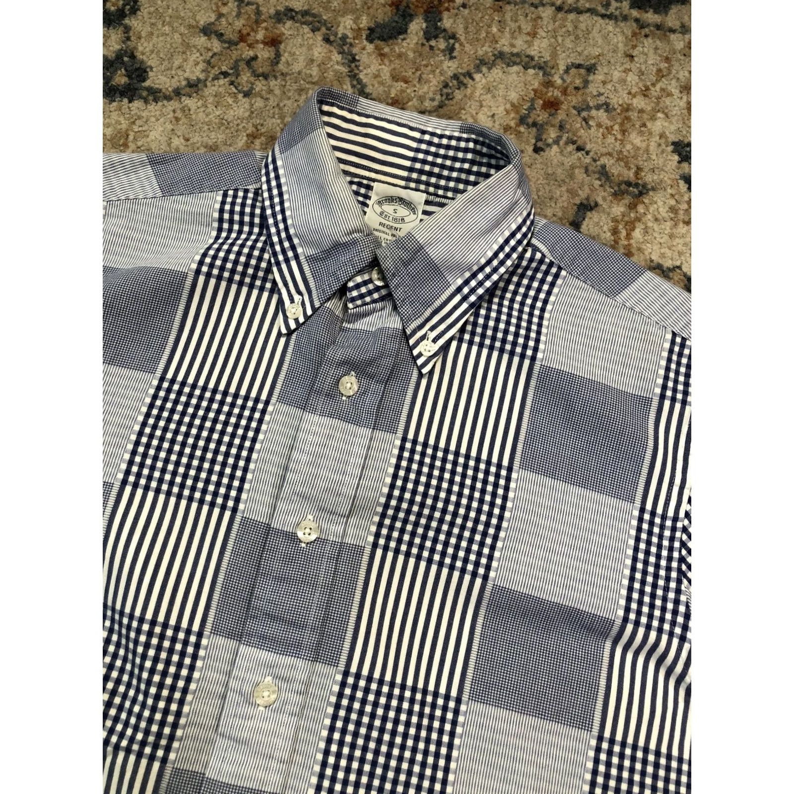 Brooks Brothers Brooks Brothers Shirt Mens Small Blue Plaid Short Sleeve Button Down Casual Size US S / EU 44-46 / 1 - 6 Thumbnail