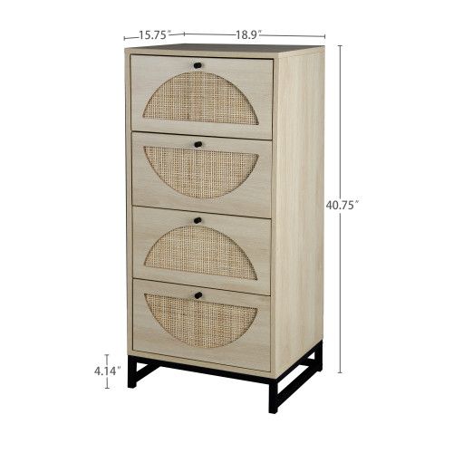 Designer × Homemade Natural rattan, Cabinet with 4 drawers, Suitable for living Size US L / EU 52-54 / 3 - 7 Thumbnail