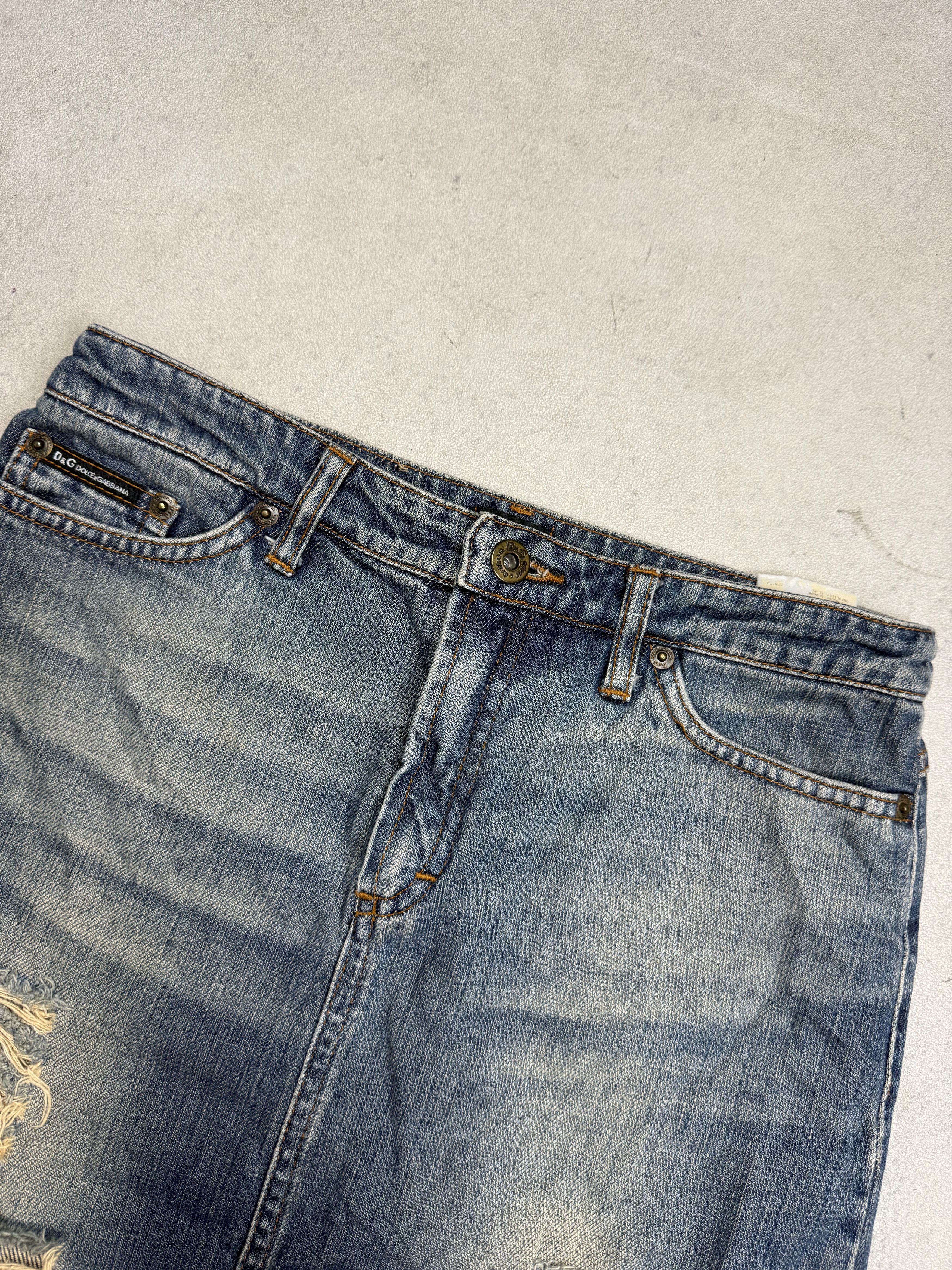 Dolce & Gabbana Dolce & Gabbana Distressed Denim Skirt Y2K D&G Size 27" / US 4 / IT 40 - 6 Thumbnail
