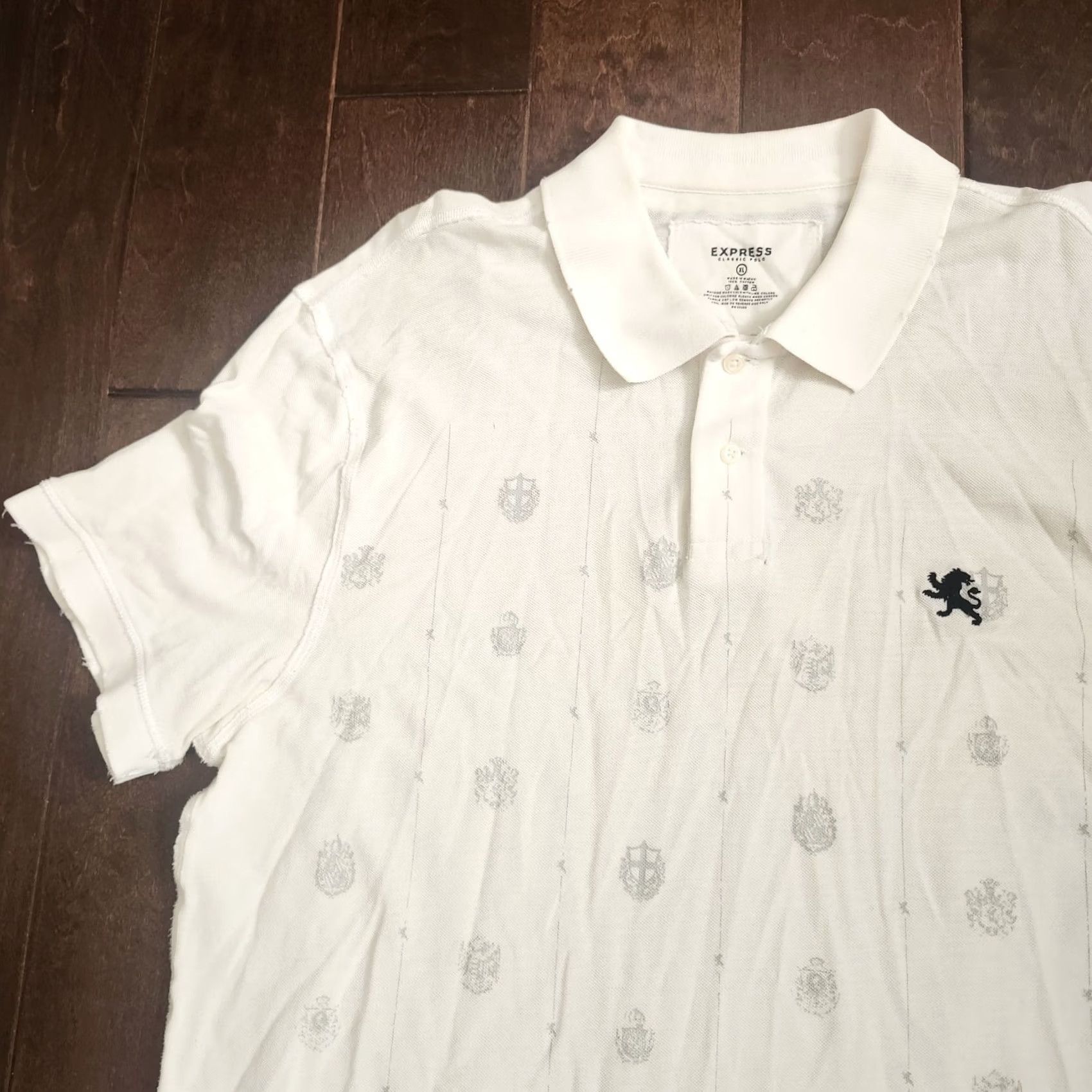 Express Express Polo Shirt Men XL White Distressed Frayed Edge Classic Polo Shirt - Express Mens Regular Fit Short Sleeve Golf Walking Casual Travel Size US XL / EU 56 / 4 - 4 Thumbnail