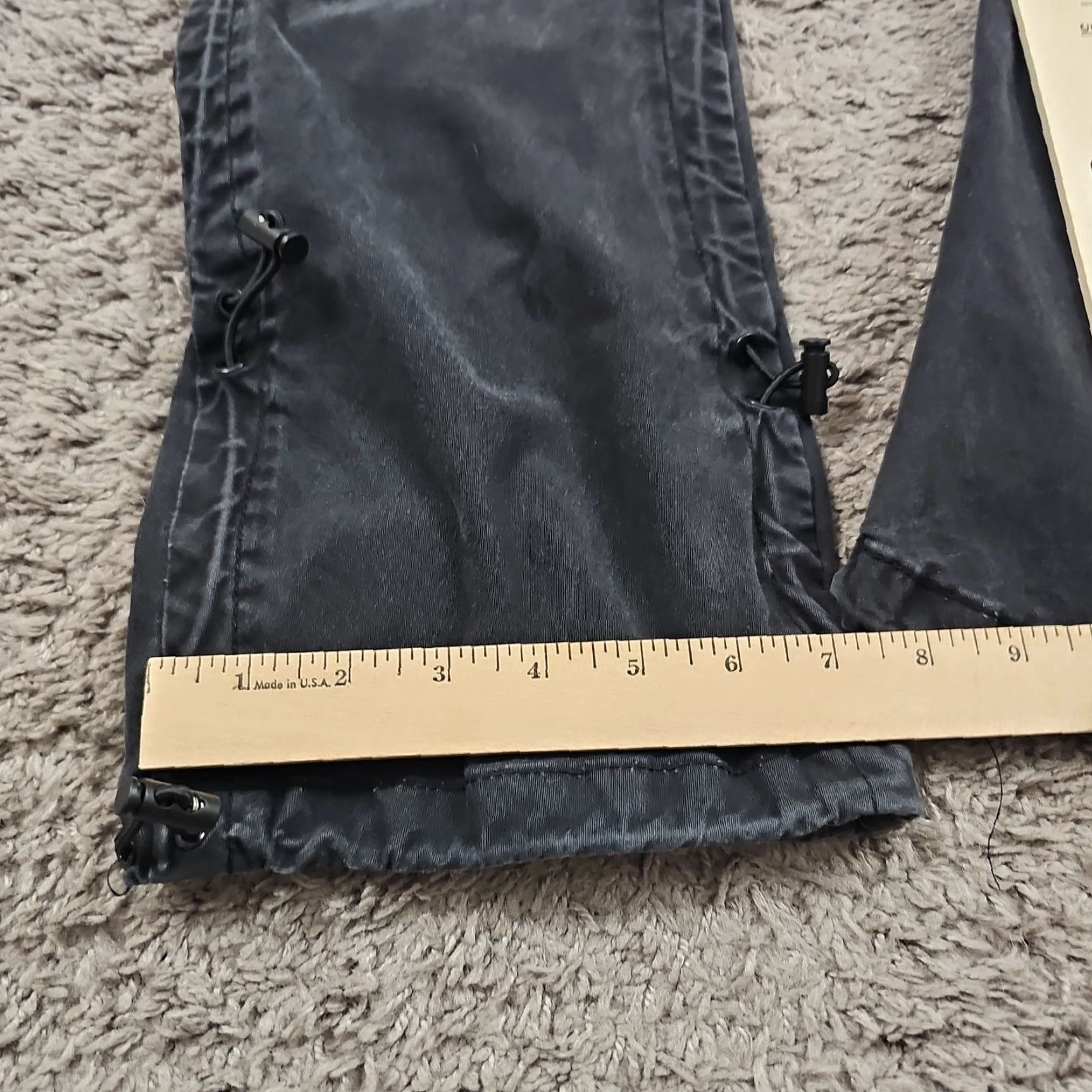 Vintage Smoke Rise Pants Mens 28 Black Multi Pocket Tactical Drawstring Streetwear Cargo Pants Regular Inseam 36in Canvas Cotton Spandex Stretch Mens Size US 28 / EU 44 - 7 Thumbnail