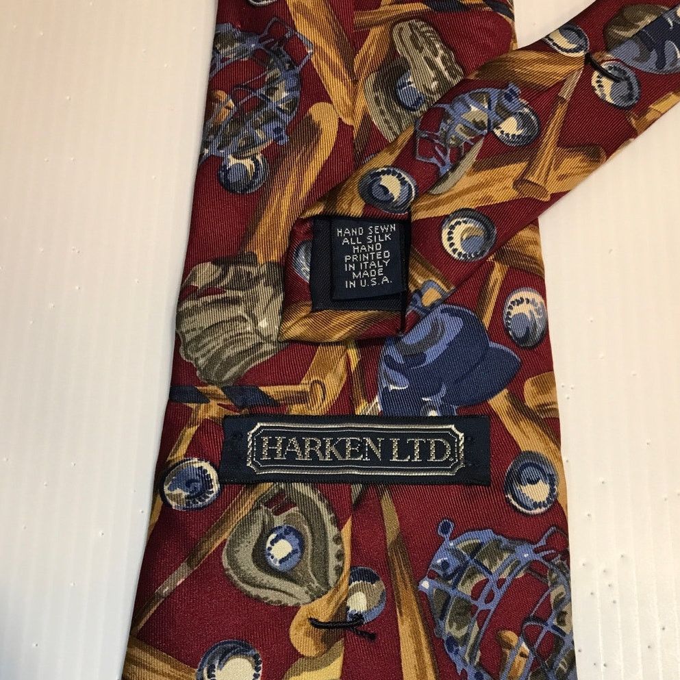Other Harken LTD Silk Baseball Theme Short Wide Necktie Size ONE SIZE - 3 Thumbnail
