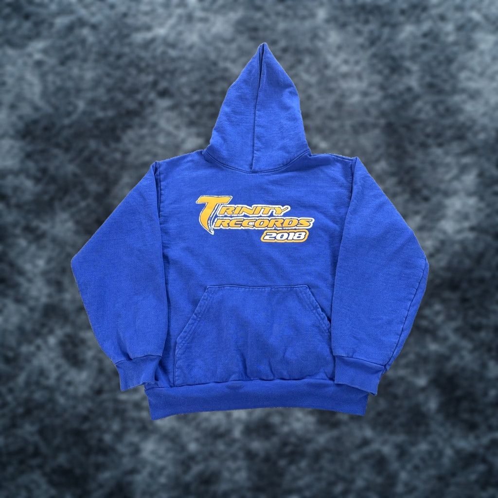Vintage Trinity Records Hoodie Mens Medium Blue Heavy Weight Hooded 2018 Pullover Size US M / EU 48-50 / 2 - 1 Thumbnail