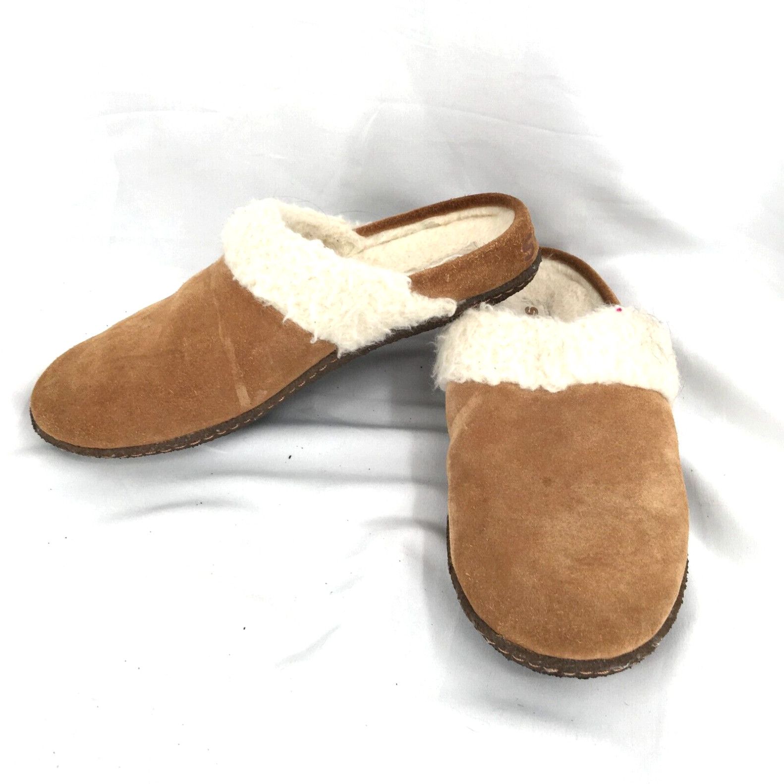image of Sorel Nakiska Slide Ii Suede Rubber-Soled Indoor Outdoor Slippers Brown Shoes 7 in White, Women's