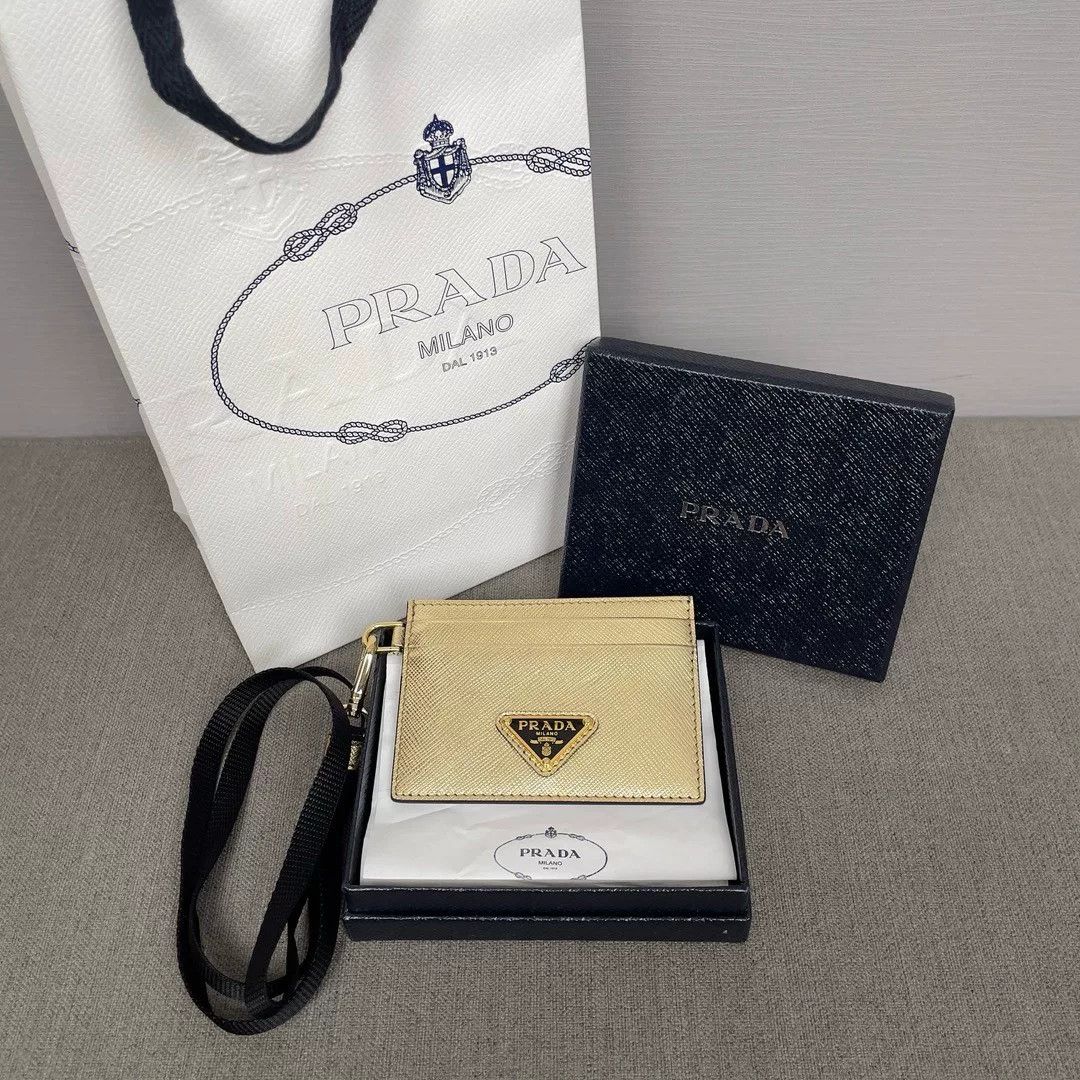 Prada Prada Limited Edition Triangle Logo Leather Card Holder Size ONE SIZE - 1 Thumbnail
