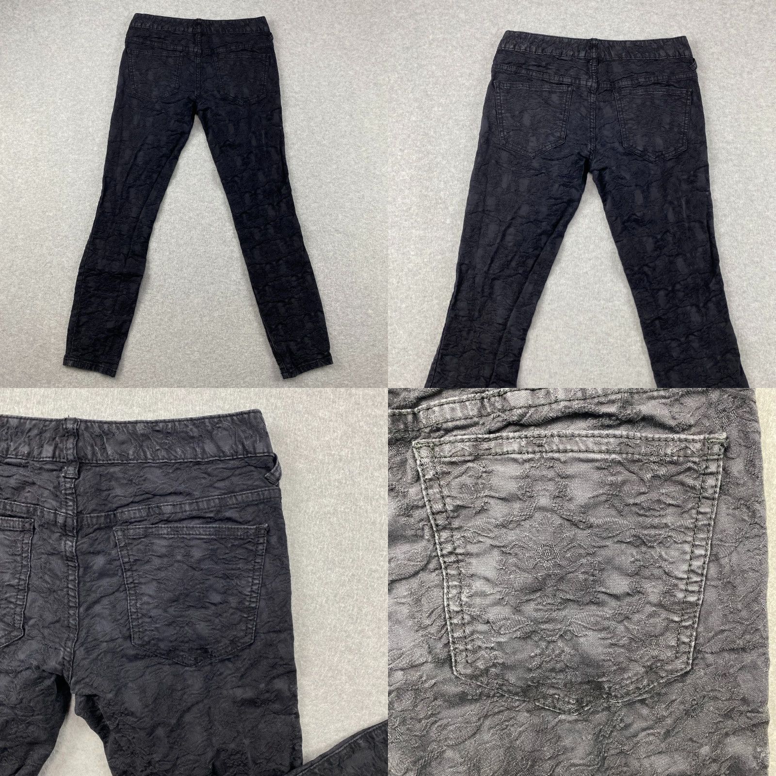 Free People Free People Jeans Womens Skinny Black Embroidered Floral Distressed Stretch 26 Festival Size 26" / US 2 / IT 38 - 9 Thumbnail