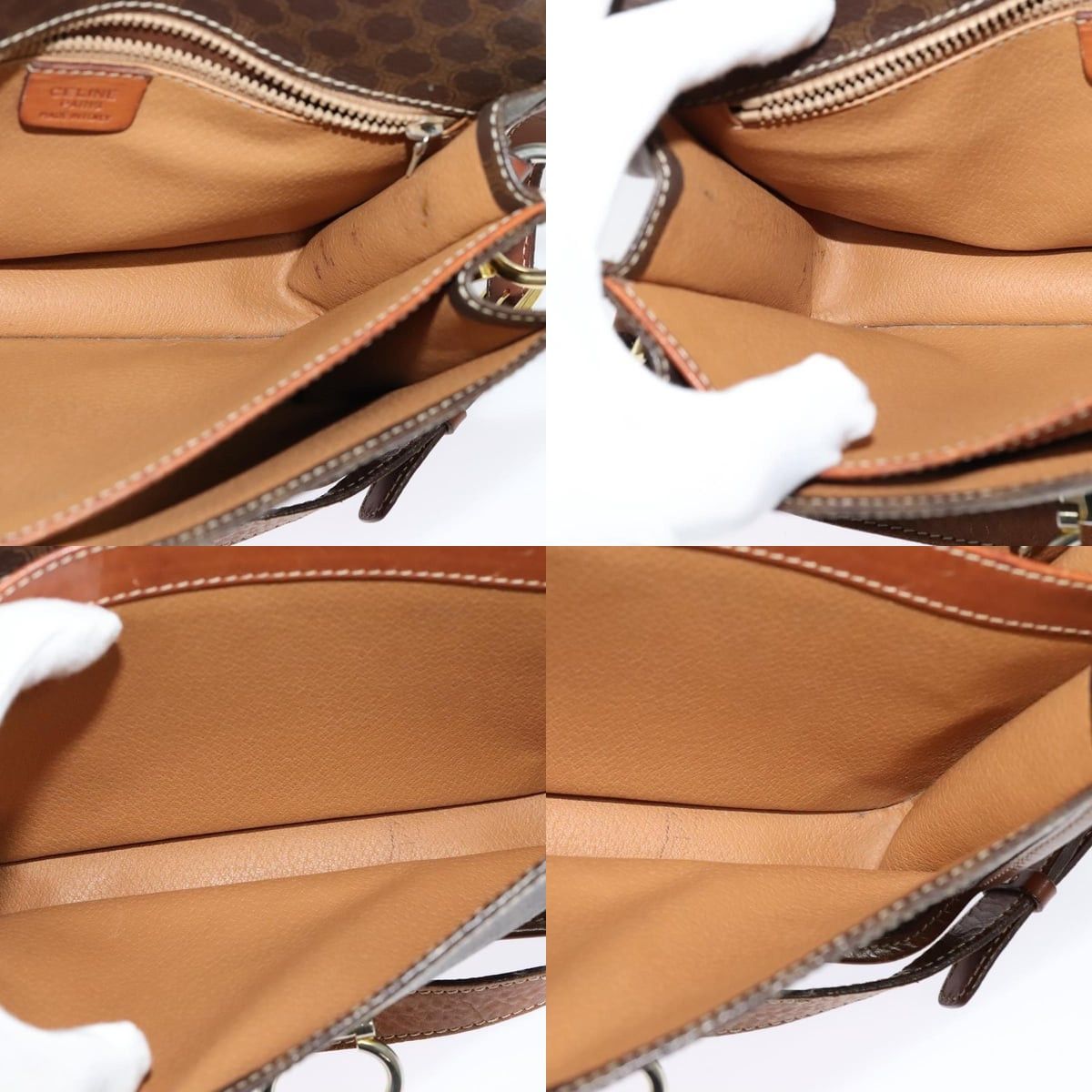 Celine CELINE Macadam Canvas Shoulder Bag Pvc Leather Brown Gold Size ONE SIZE - 12 Thumbnail