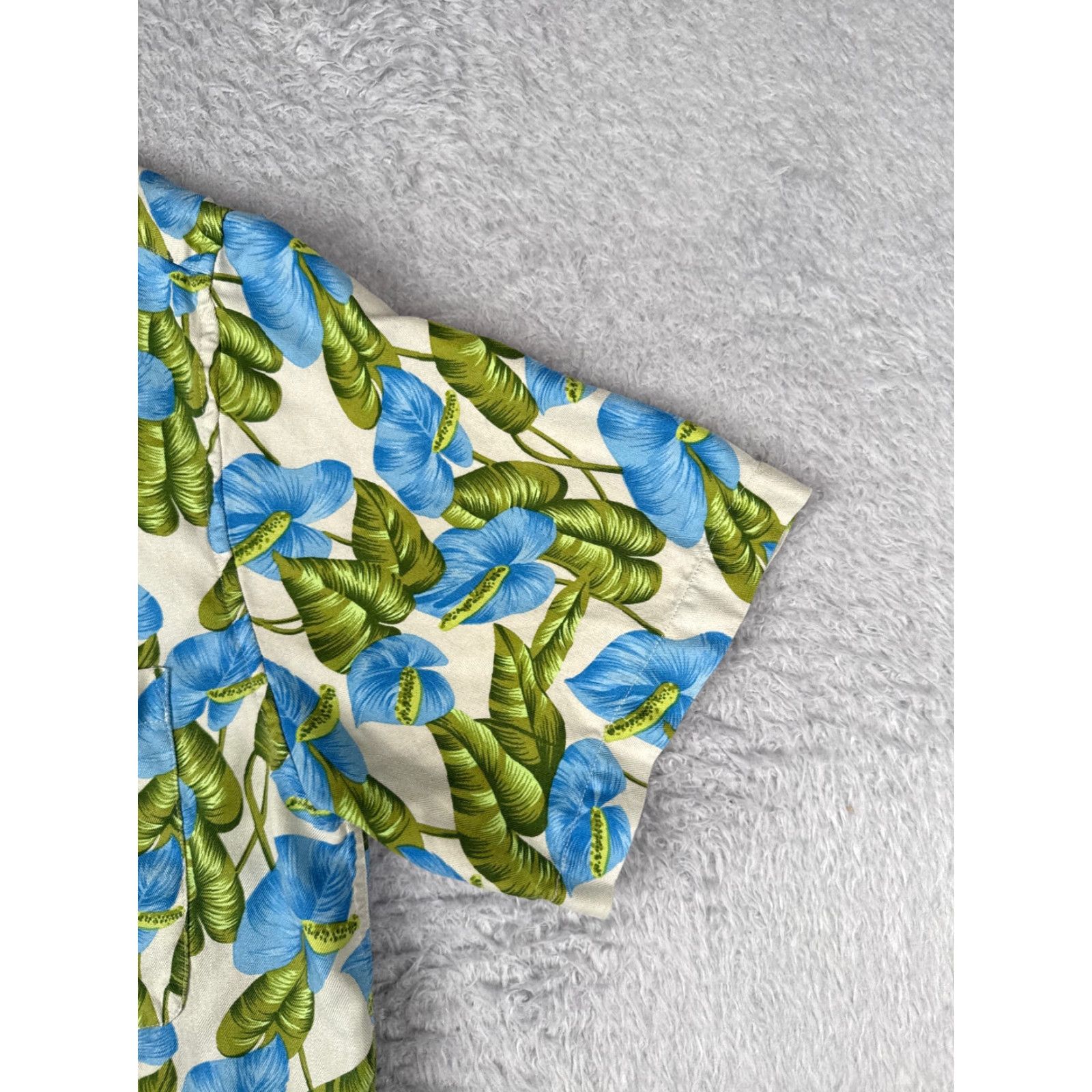 Tommy Bahama Jos A. Bank Shirt Men Medium Blue Green Leaf Floral 100% Silk Hawaiian Beach Size US M / EU 48-50 / 2 - 2 Thumbnail