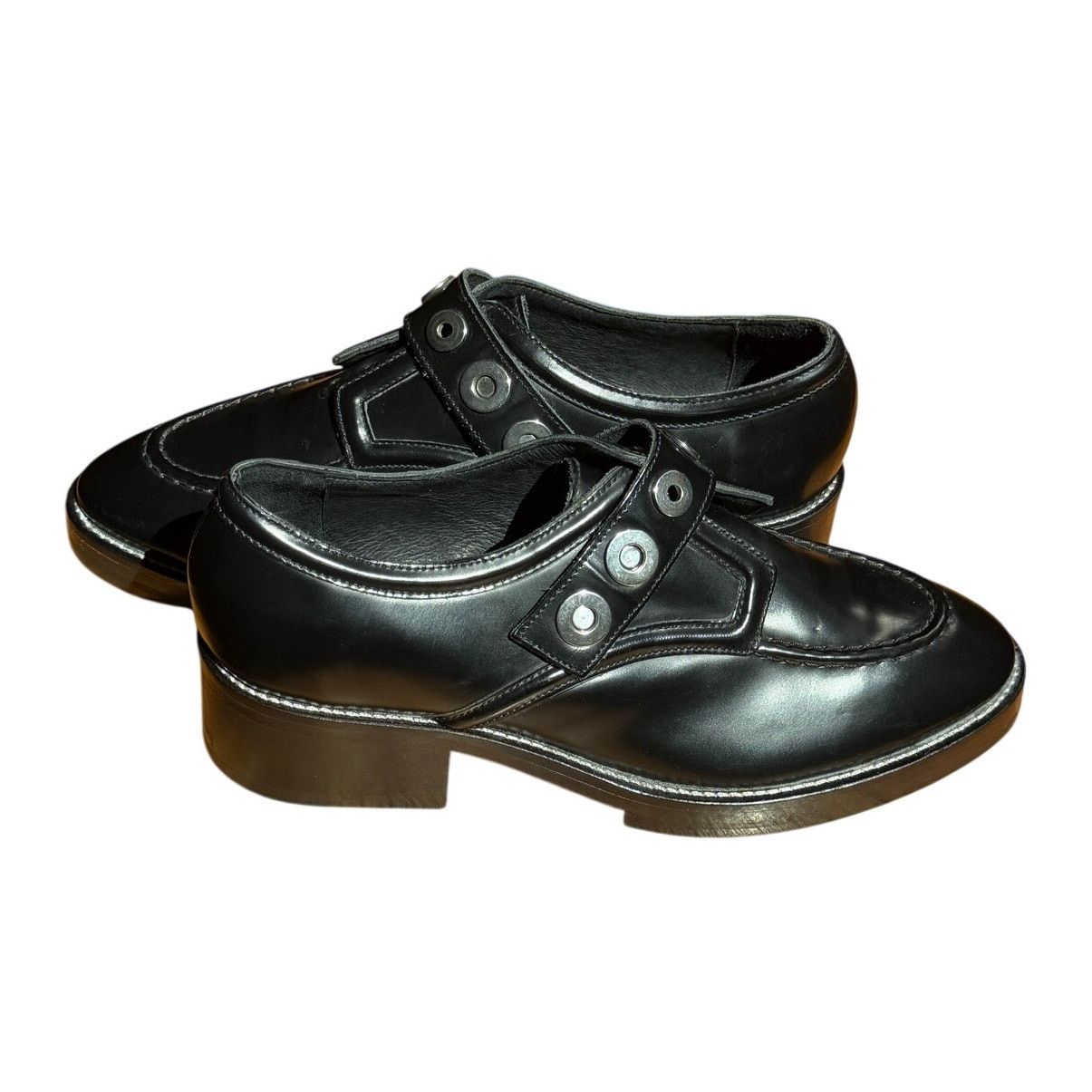 Sandro Sandro Black Loafers w/ Studded Strap and Buckle Fastening Size US 8.5 / IT 38.5 - 2 Thumbnail