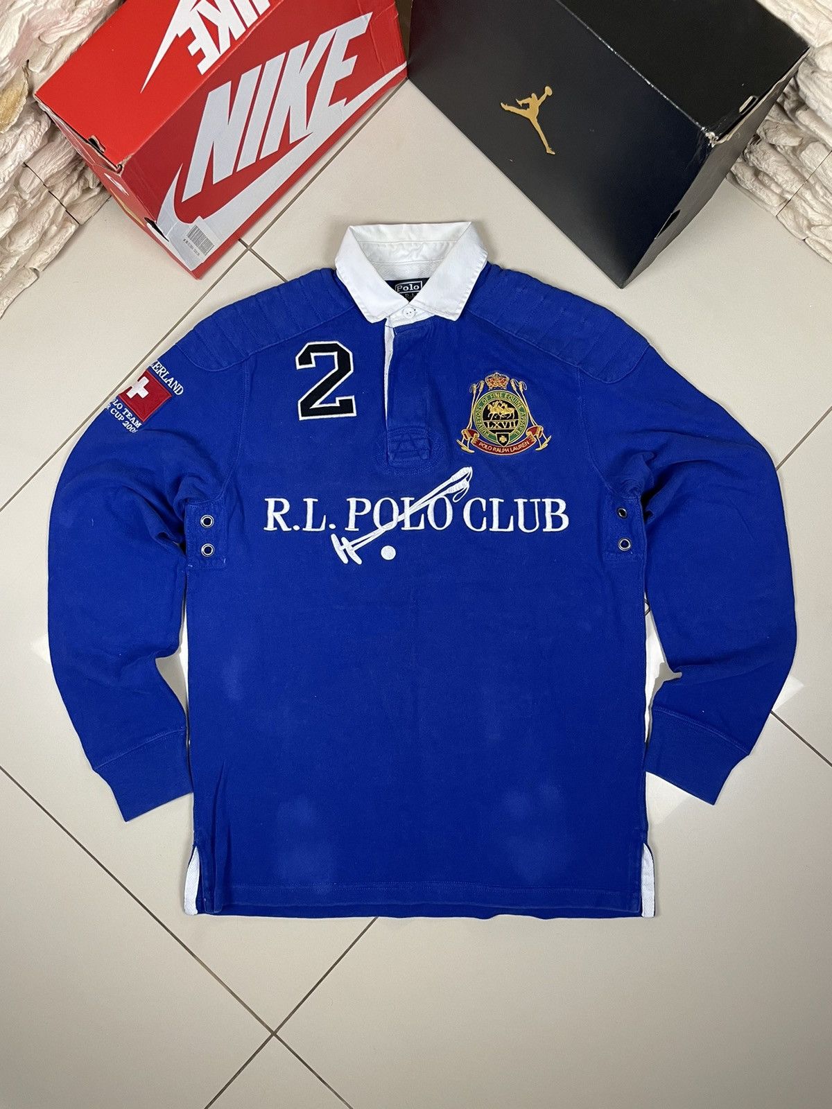 Polo Ralph Lauren × Vintage Vintage Polo Ralph Lauren Rugby Sweatshirt Big Logo Y2K 90s Size US S / EU 44-46 / 1 - 1 Thumbnail