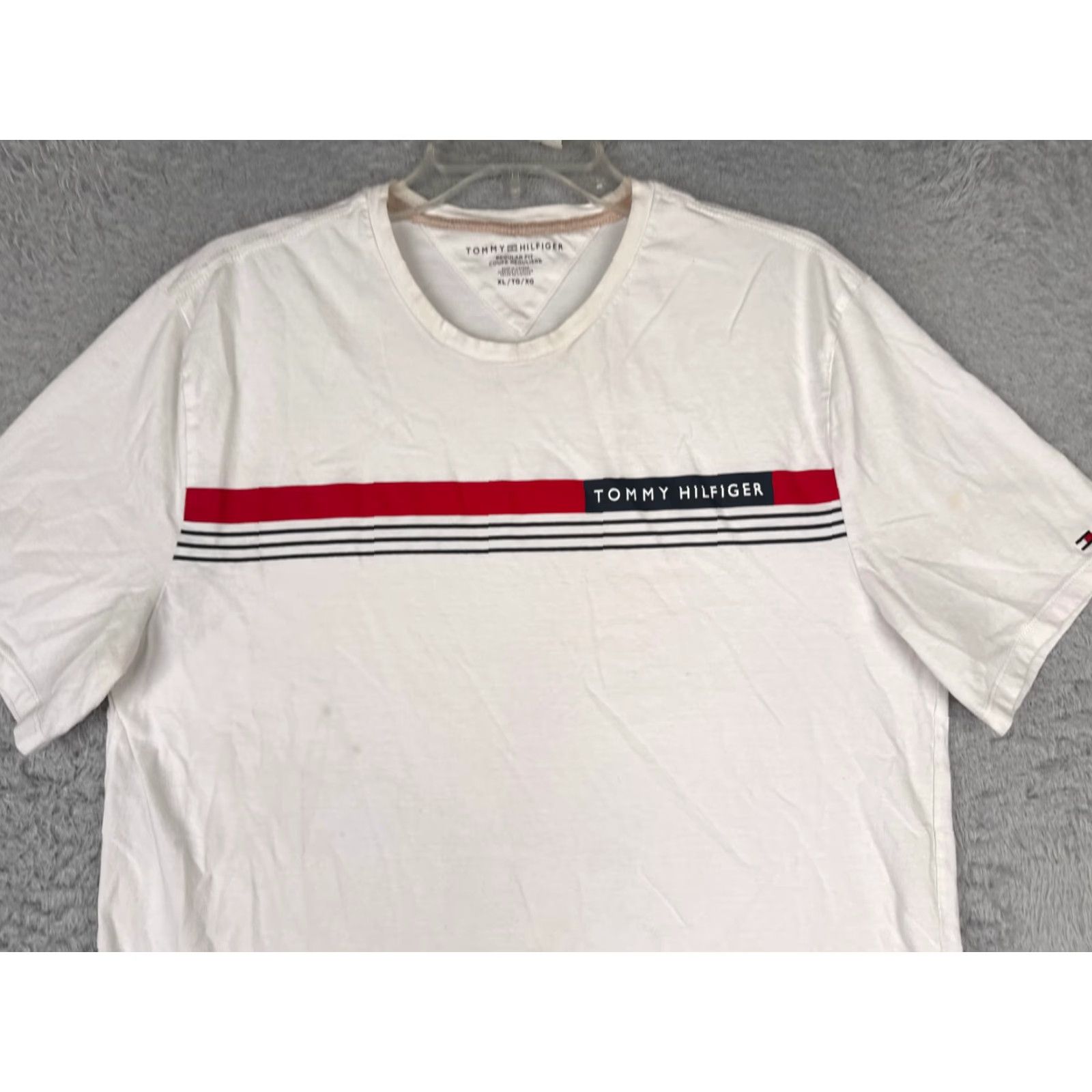 Tommy Hilfiger Tommy Hilfiger Shirt Adult XL White Crew Neck Short Sleeve 100% Cotton Jersey Logo Embroidered Size US XL / EU 56 / 4 - 4 Thumbnail