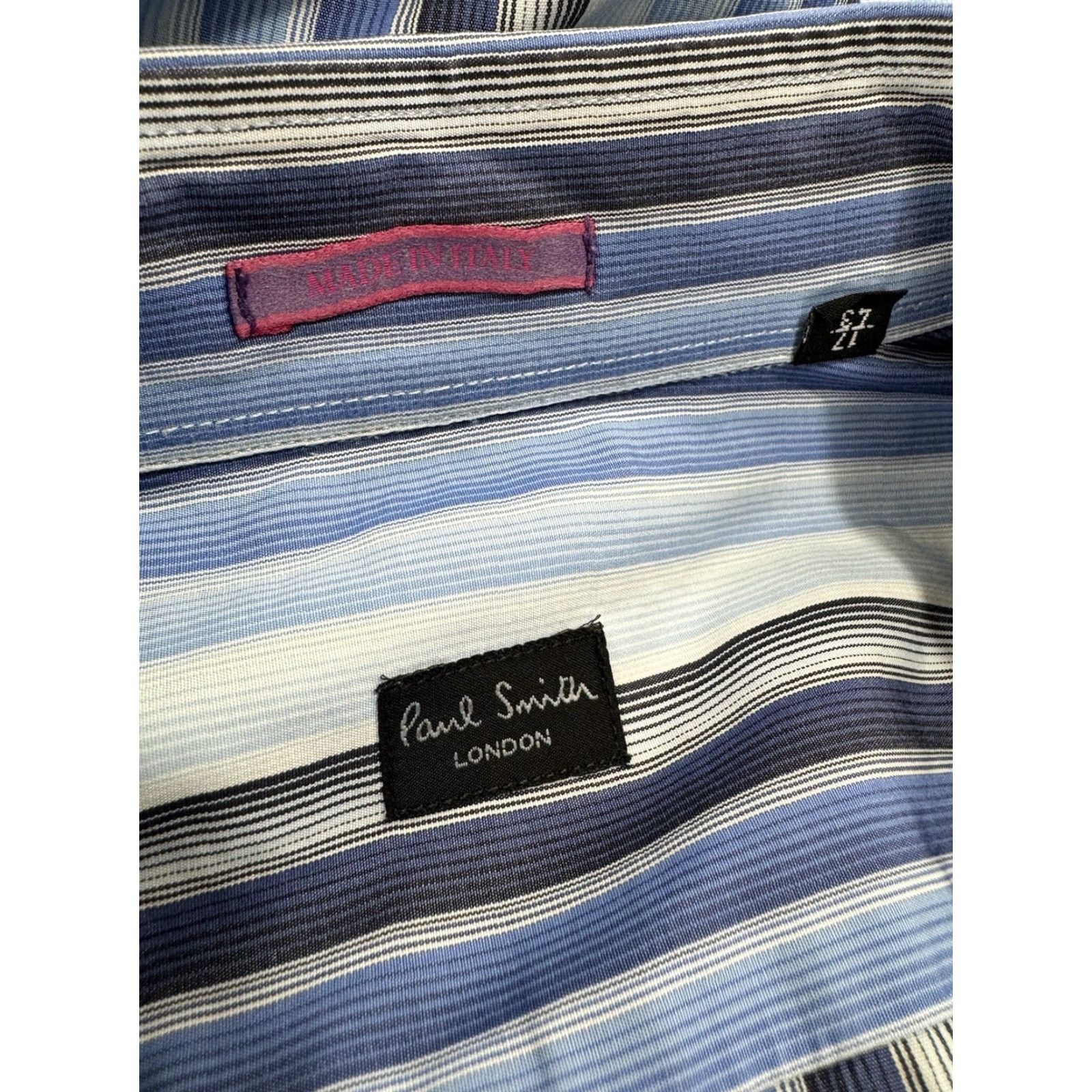 Paul Smith PAUL SMITH Striped Mens Shirt 17 43 Button-Up Long Sleeve Blue 90s Fashion Mens Shirt Size US XL / EU 56 / 4 - 5 Thumbnail