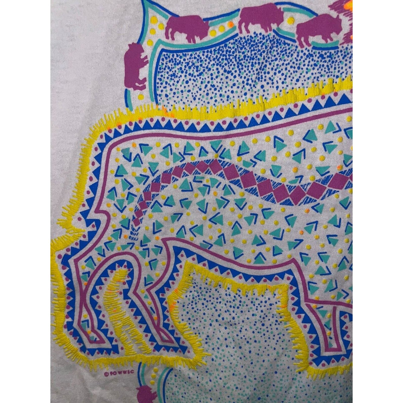 Jerzees Vintage South Daktoa Shirt Tribal Buffalo White M Tee Size US M / EU 48-50 / 2 - 5 Thumbnail
