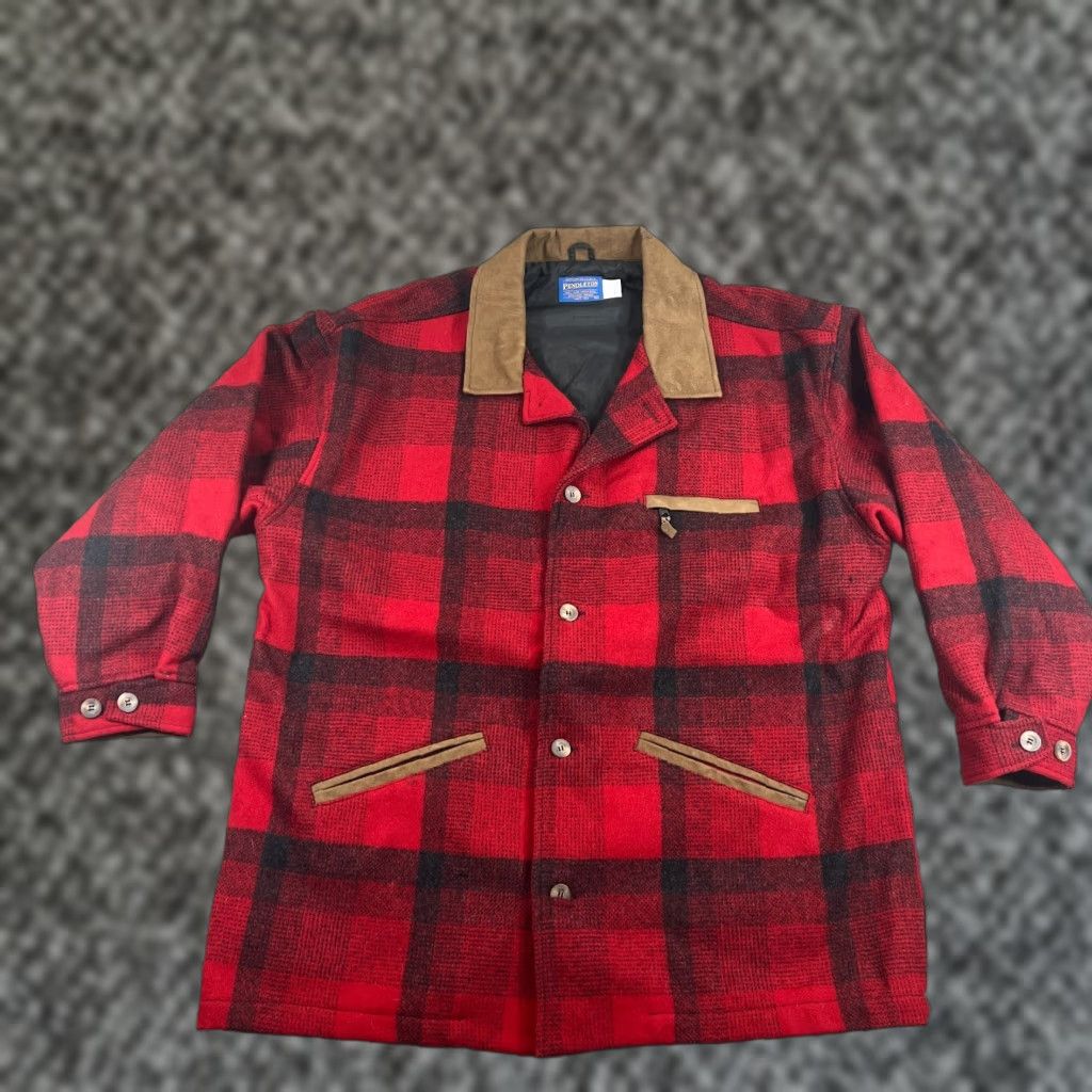 Pendleton VINTAGE Pendleton Coat Western Barn Plaid Virgin Wool Heavy USA XL Mens Overcoat Size US XL / EU 56 / 4 - 1 Thumbnail