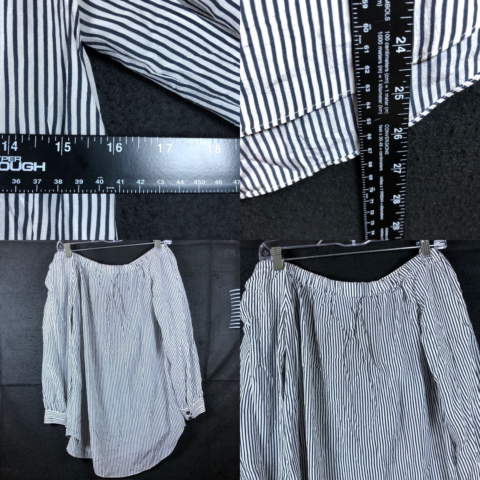 Vintage Cabi Blouse Off Shoulder Navy Blue White Stripe 100% Silk Long Sleeve S Womens Size S / US 4 / IT 40 - 8 Thumbnail