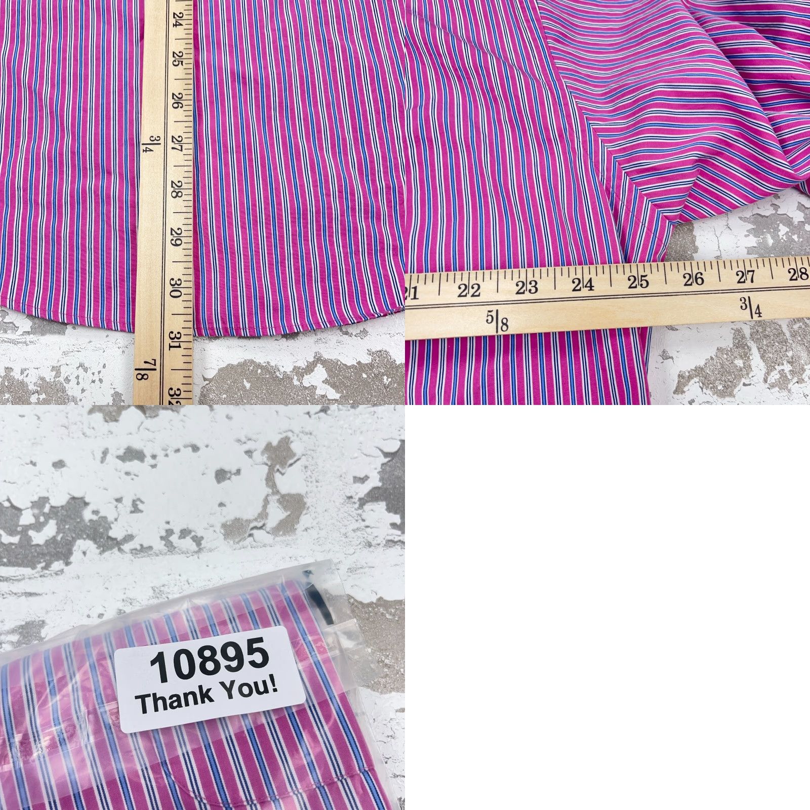 Brooks Brothers Brooks Brothers Shirt Men XL Pink Blue Striped Slim Fit Button-Up Dress Poplin Size 46R - 8 Thumbnail