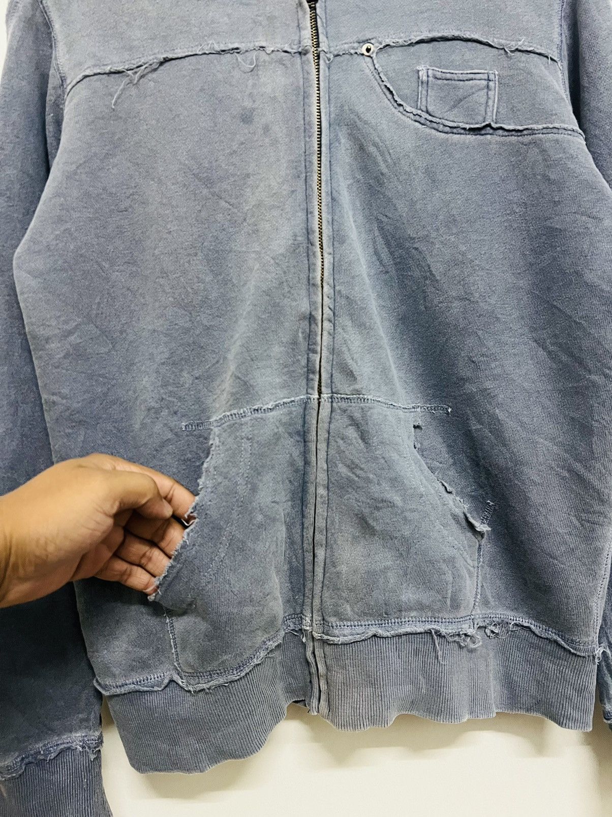 Japanese Brand SKY BOMBER 391B08 RECONSTRUCTED ZIPPER HOODIE JACKET Size US M / EU 48-50 / 2 - 6 Thumbnail