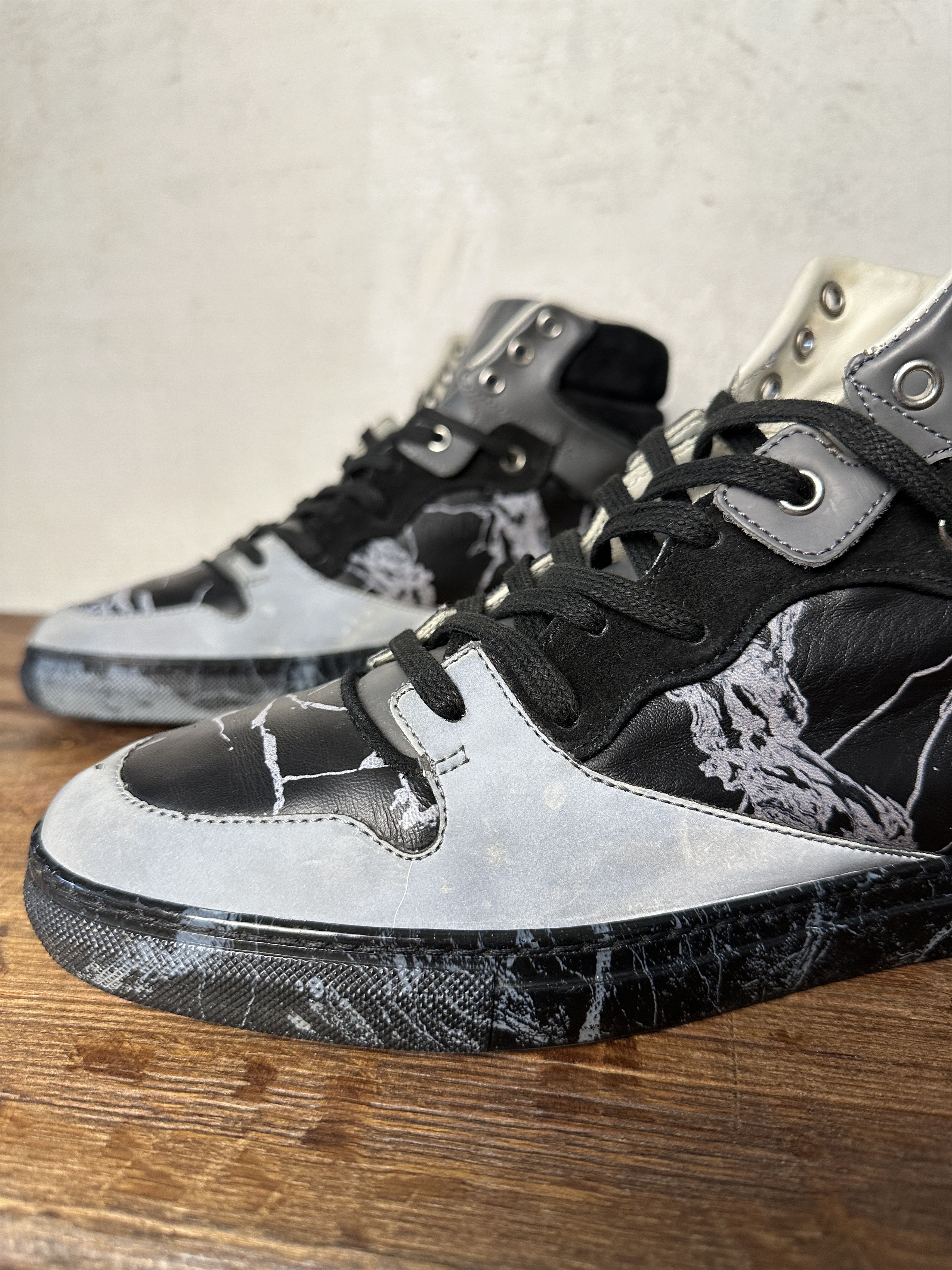 Balenciaga Balenciaga High Top Marble Print Black White Sneakers Size US 7 / EU 40 - 4 Thumbnail