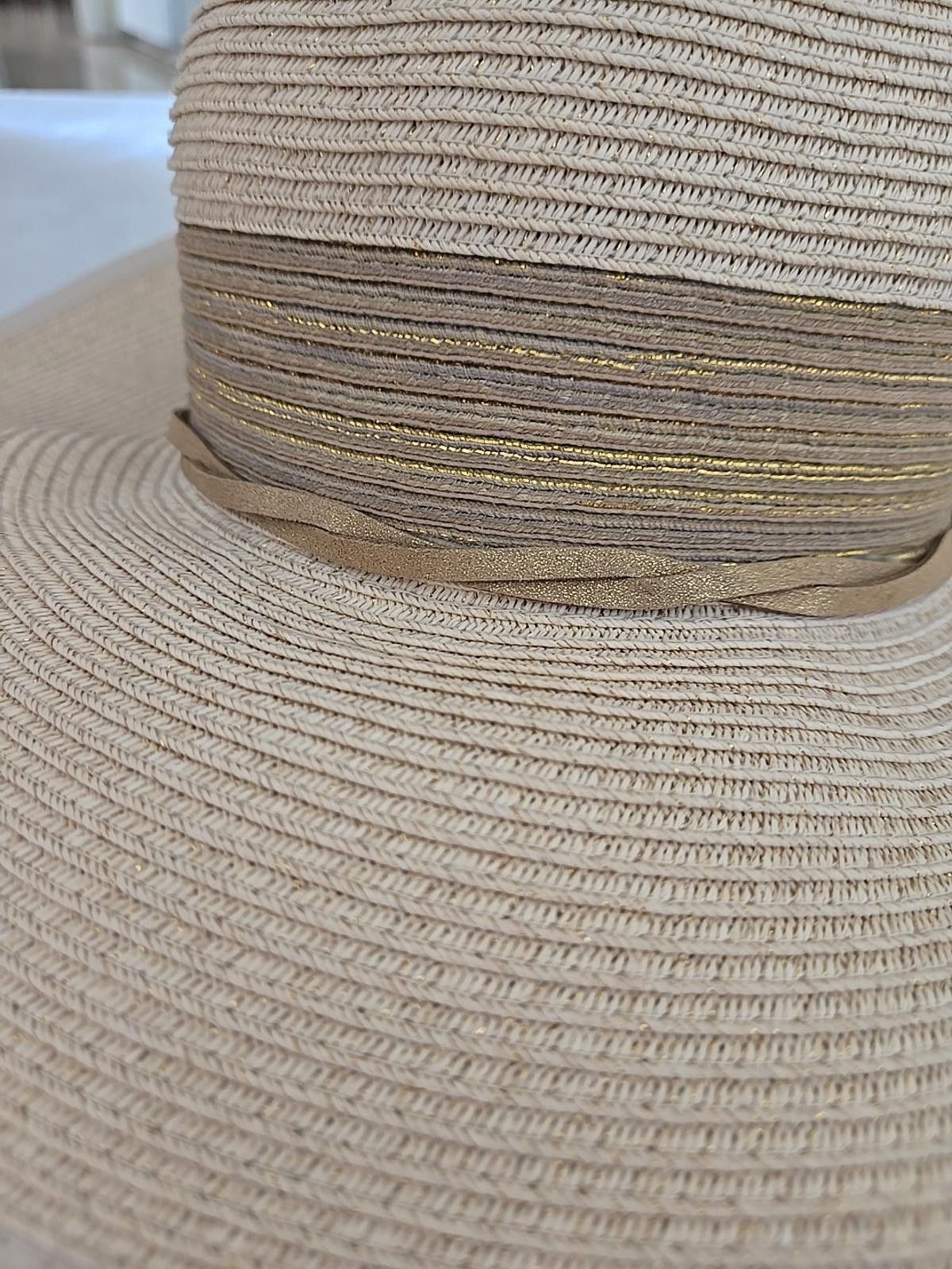 Other Sun 'N' Sand UPF 50+ Woven Tan / Gold Wide Brim Straw Hat Size ONE SIZE - 6 Thumbnail