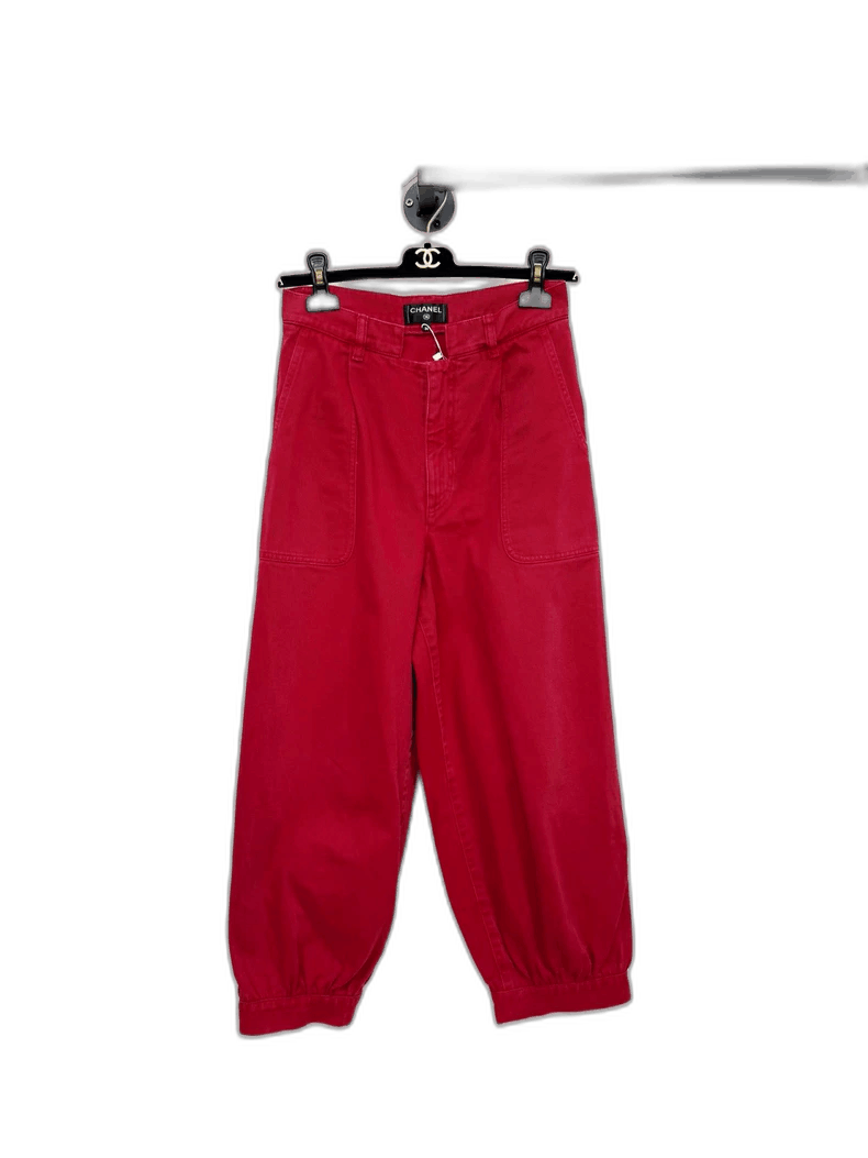 Chanel Chanel Red Cargo Jeans Womens Size 36" / US 14 / IT 50 - 1 Thumbnail