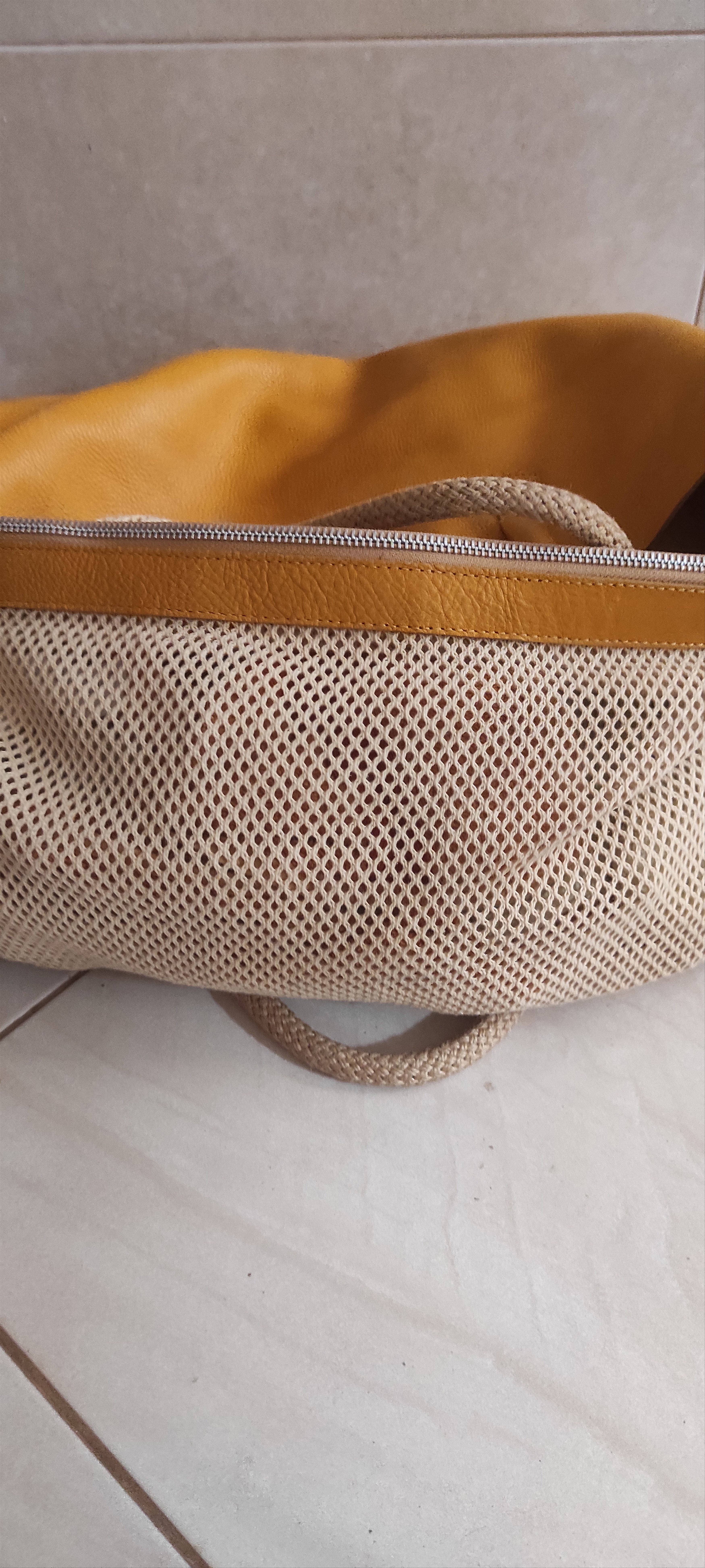 Zara Zara Leather Shopping Large removable Zipper Mesh Insert Bag Size ONE SIZE - 10 Thumbnail