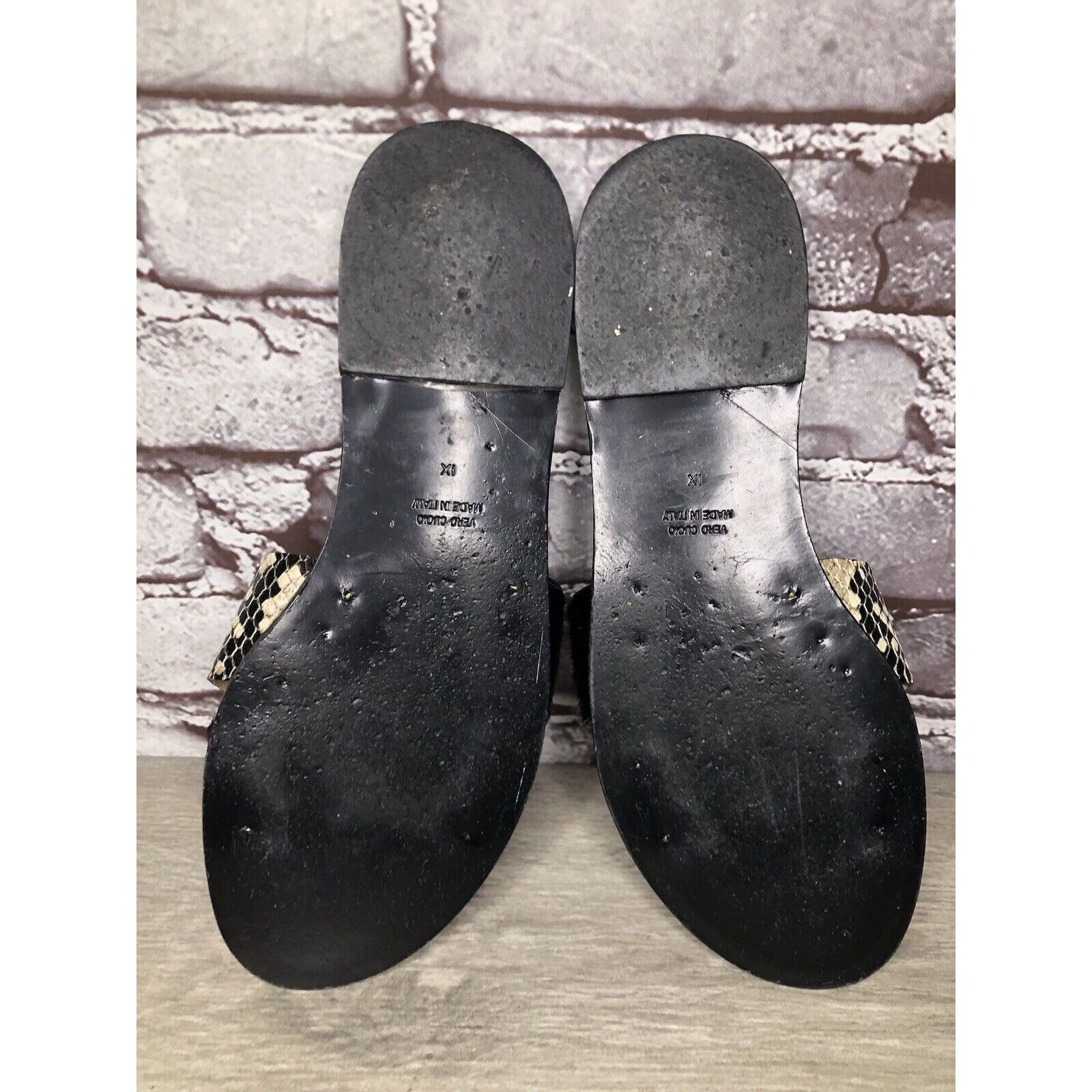 Other Amanu Black Calf Hair Leather Python Cross Strap Slides Sand Size US 9 / IT 39 - 14 Thumbnail
