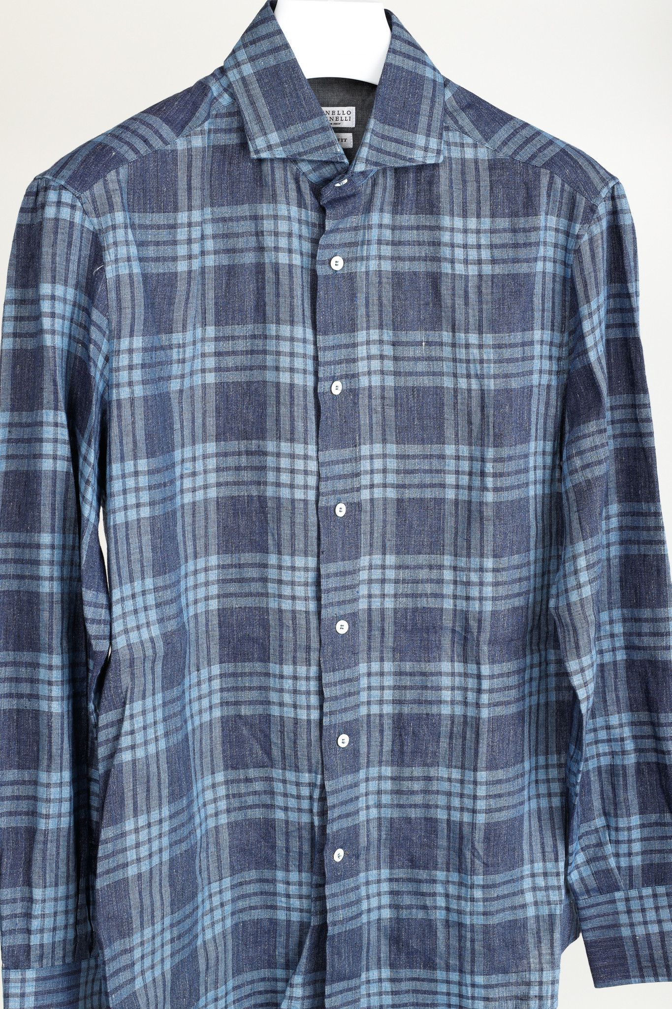 Brunello Cucinelli Brunello Cucinelli Plaid-Linen Button-Up Basic Fit Shirt Size US S / EU 44-46 / 1 - 3 Thumbnail
