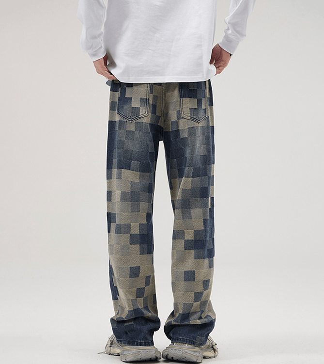 Japanese Brand × Jean American baggy mosaic men's straight loose versatile jeans Size US 32 / EU 48 - 5 Thumbnail