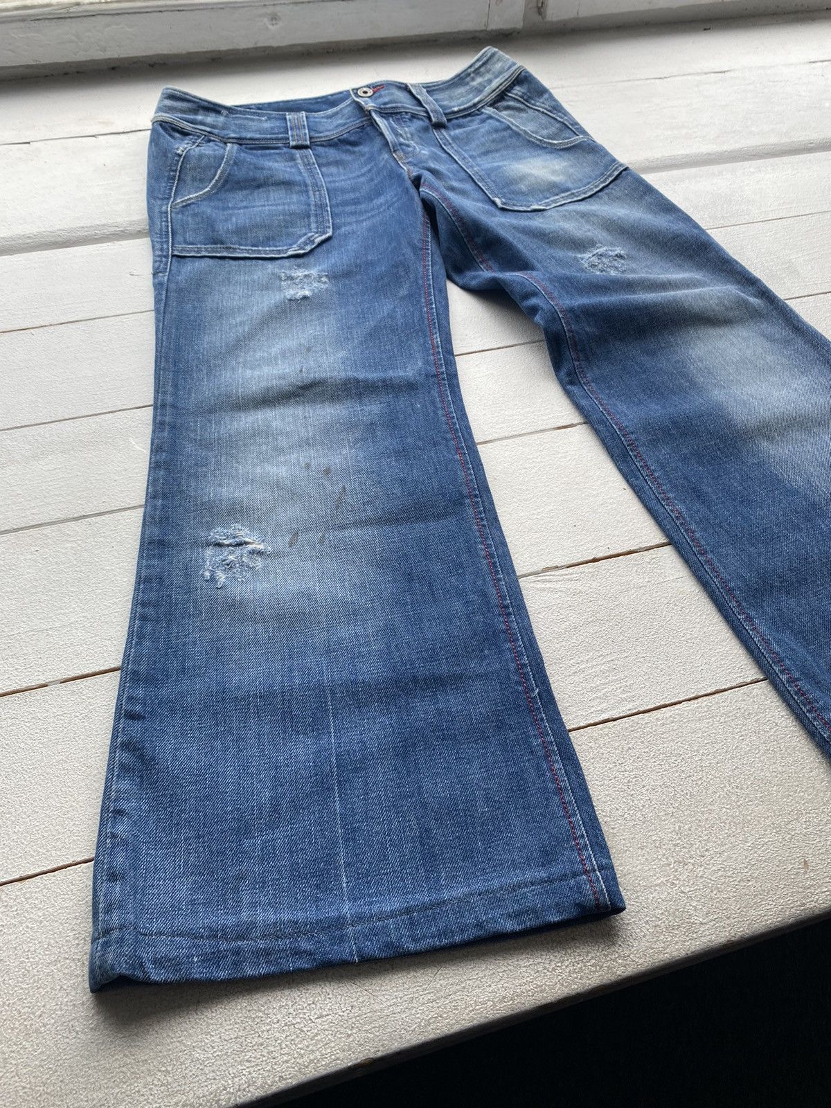Diesel × Vintage 🔥Diesel Distressed Dirty Flared Bootcut Bell Blue Jeans y2k Size 32" / US 10 / IT 46 - 23 Thumbnail