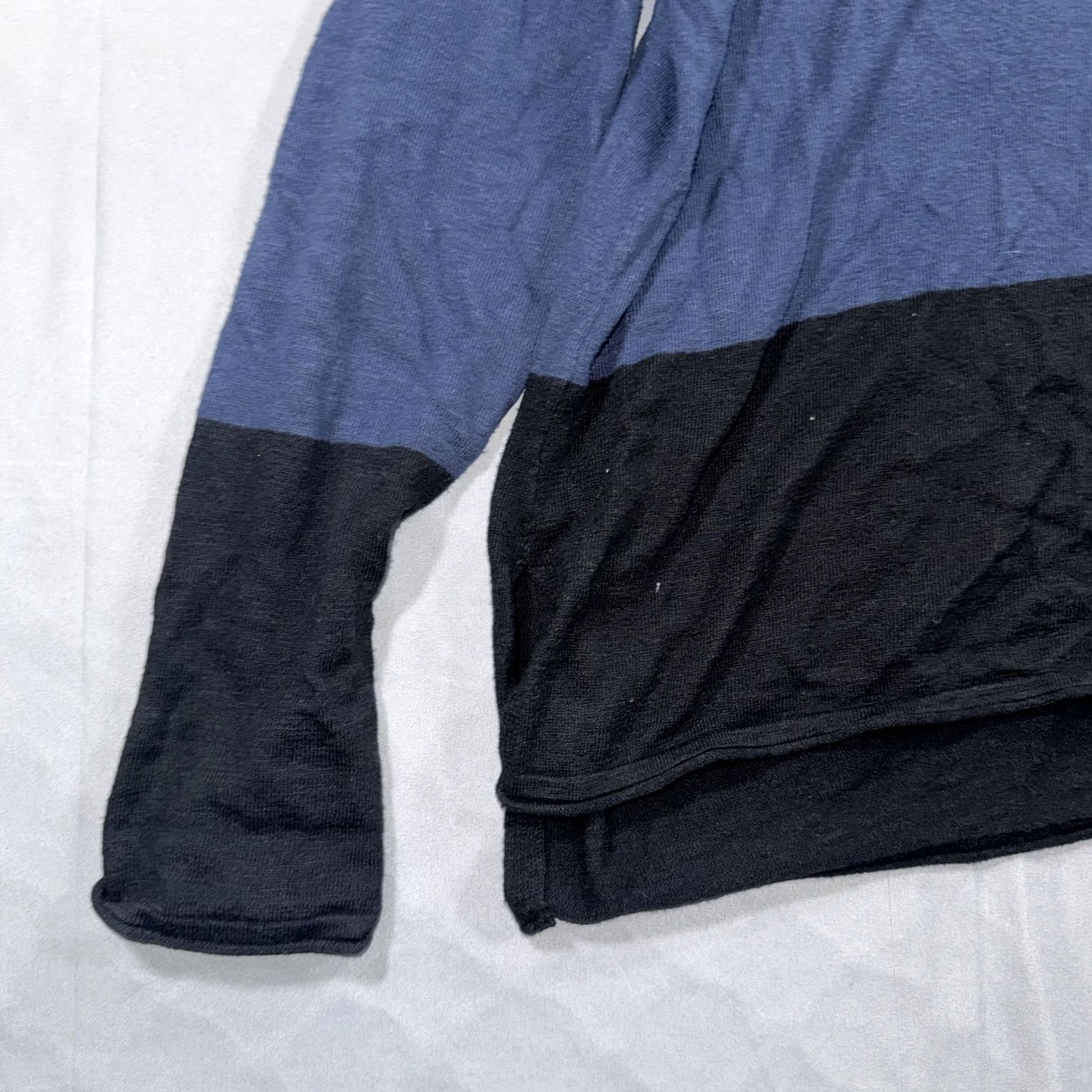 Vince Vince Sweater Womens Large Blue Black Tunic Lightweight Knit High Low Hem Size L / US 10 / IT 46 - 4 Thumbnail