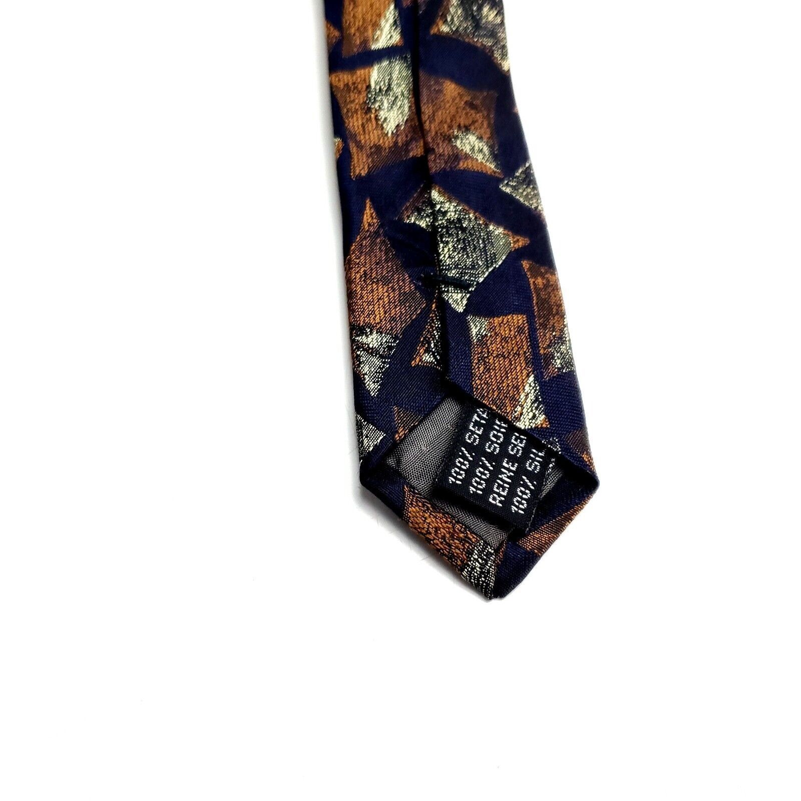 Neiman Marcus Vintage Neiman Marcus Silk Tie Woven Blue Brown Abstract Size ONE SIZE - 4 Thumbnail