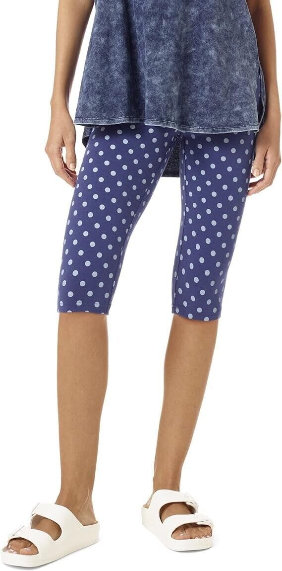 Other HUE U23437 Cotton Knee Capri Leggings Blue Polka ( XS ) Size 26" / US 2 / IT 38 - 2 Thumbnail