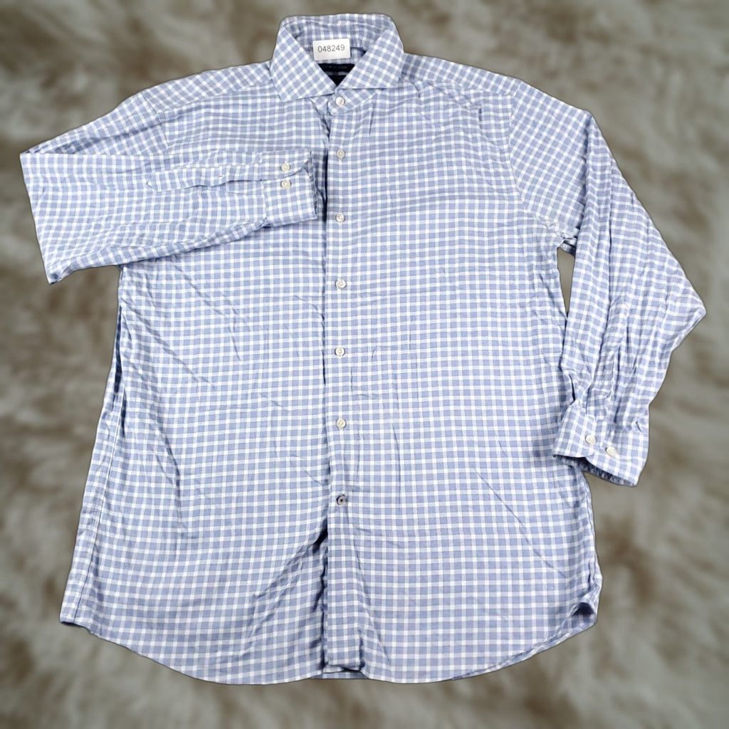 Tommy Hilfiger Tommy Hilfiger Dress Shirt Mens 16.5 Blue Check Long Sleeve Button-Down Regular Fit Size 42R - 1 Thumbnail