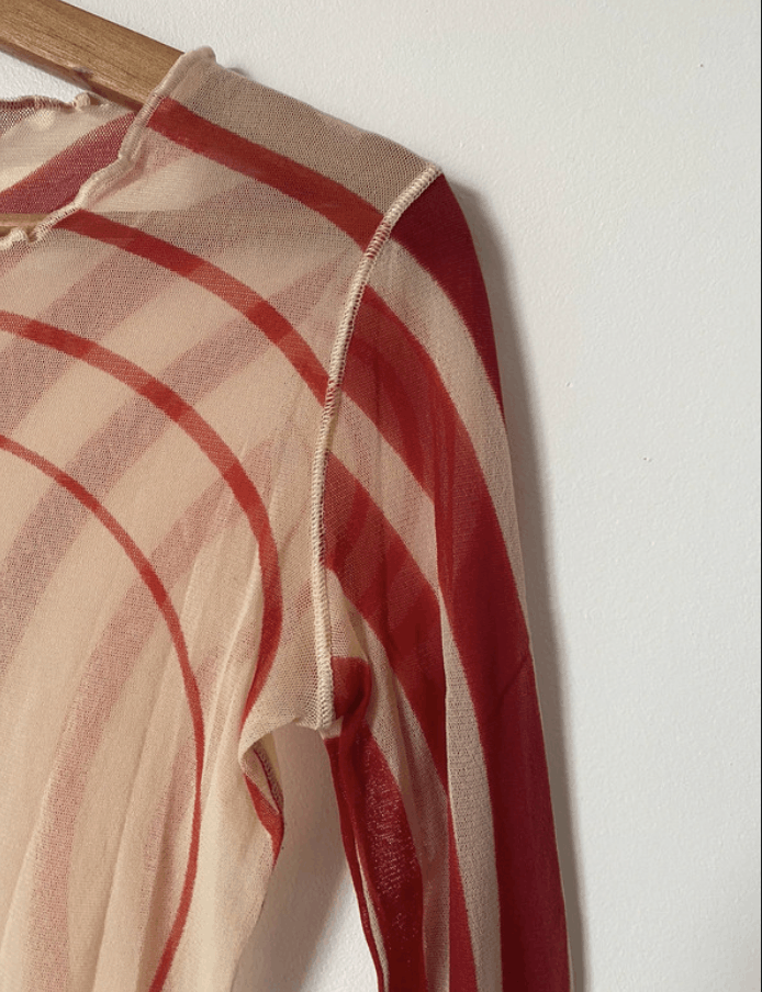 Jean Paul Gaultier × Vintage Jean Paul Gaultier Mesh Top Tattoo Blood Drip Shirt EX0075 Size L / US 10 / IT 46 - 5 Thumbnail