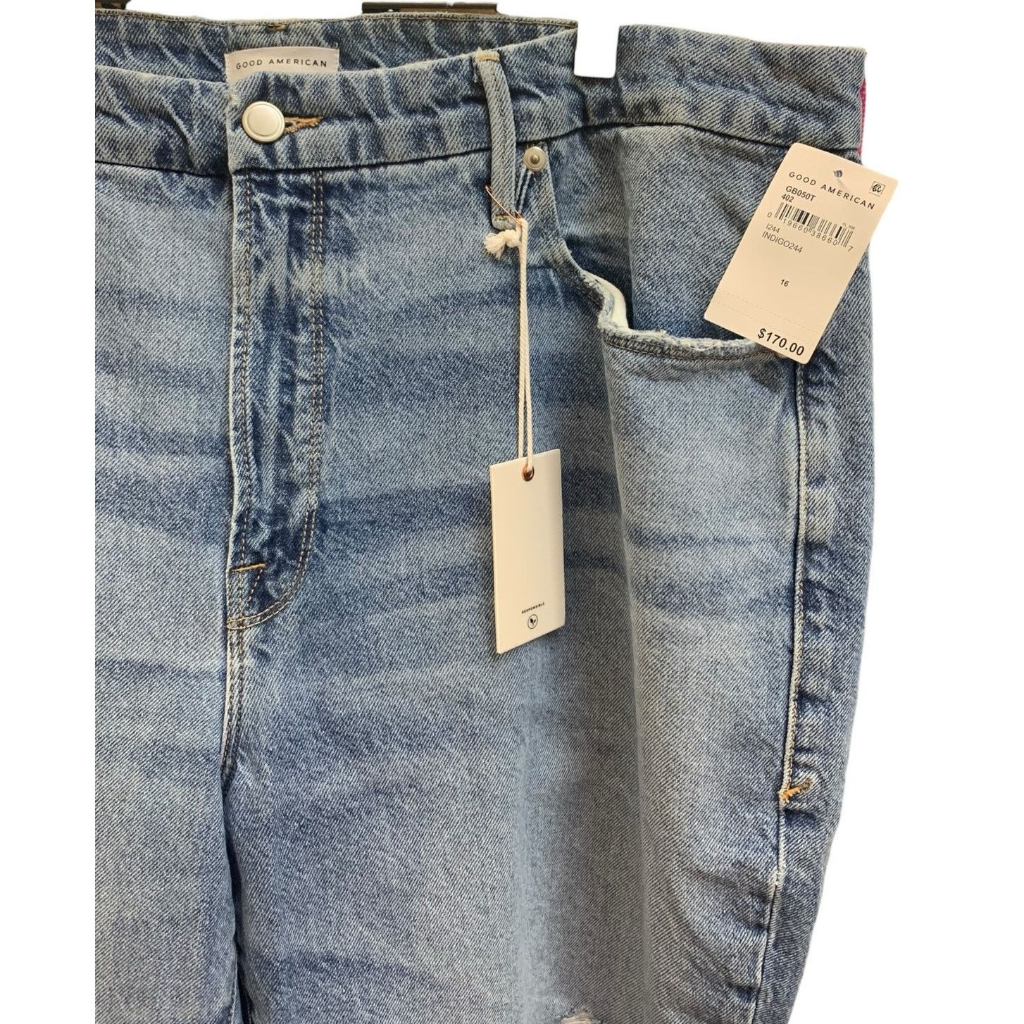 Good American NWT Good American Good Boy Ripped Jeans SZ 16 Size 38" / US 16 / IT 52 - 3 Thumbnail