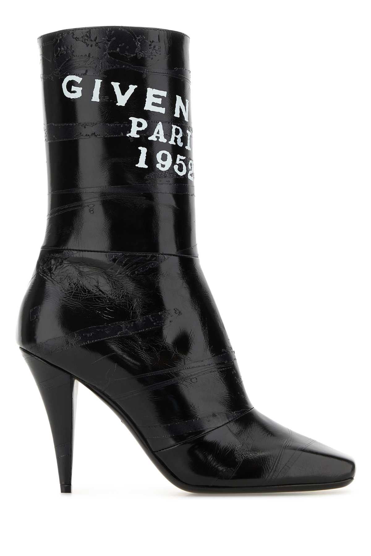 Givenchy Black Leather Sliced Square Givenchy Tape Ankle Boots Size US 6 / IT 36 - 1 Thumbnail