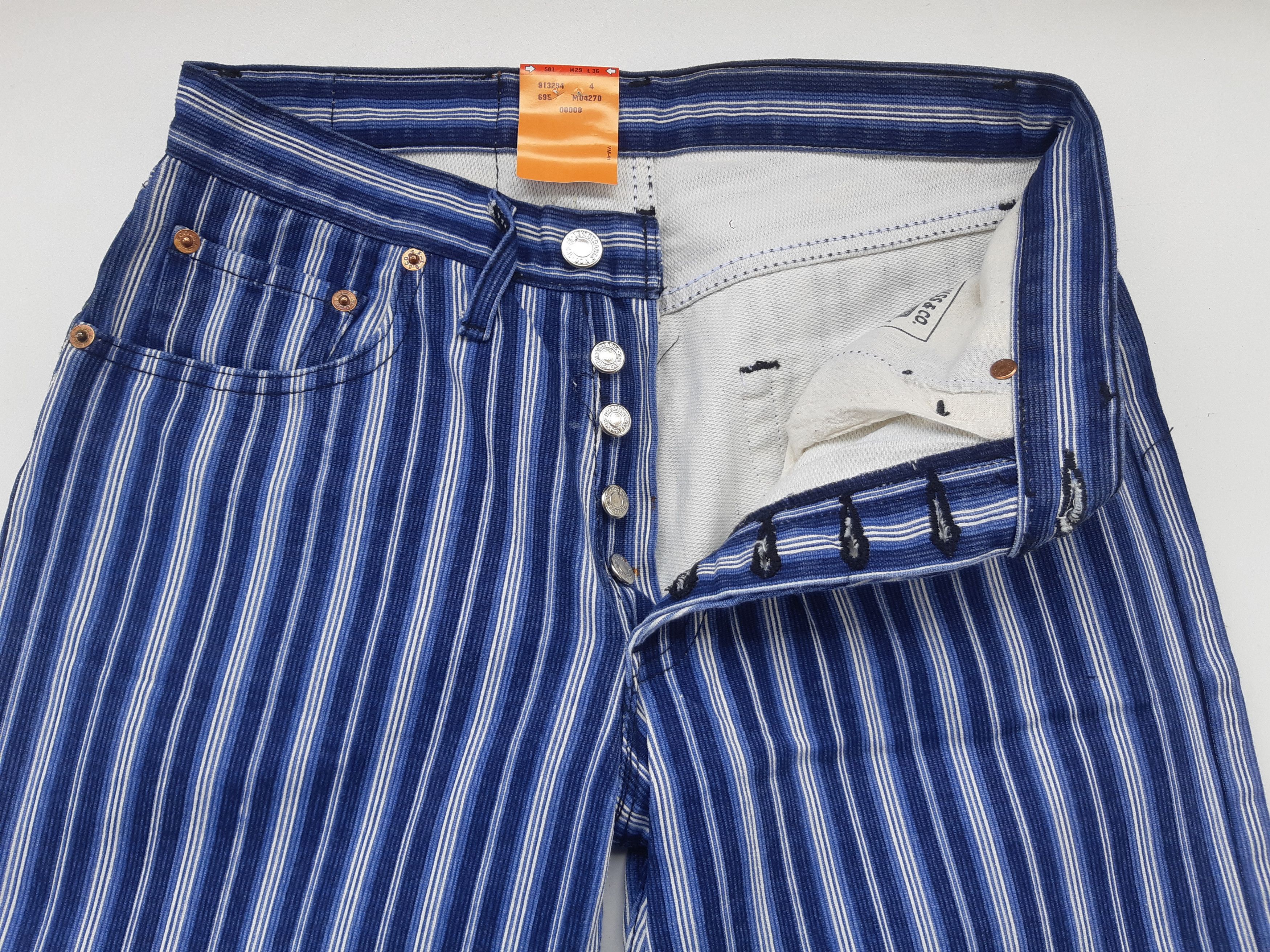 Levi's Vintage 90s LEVIS 501 Original Fit USA Hickory Stripe NWT Size 29" - 8 Thumbnail