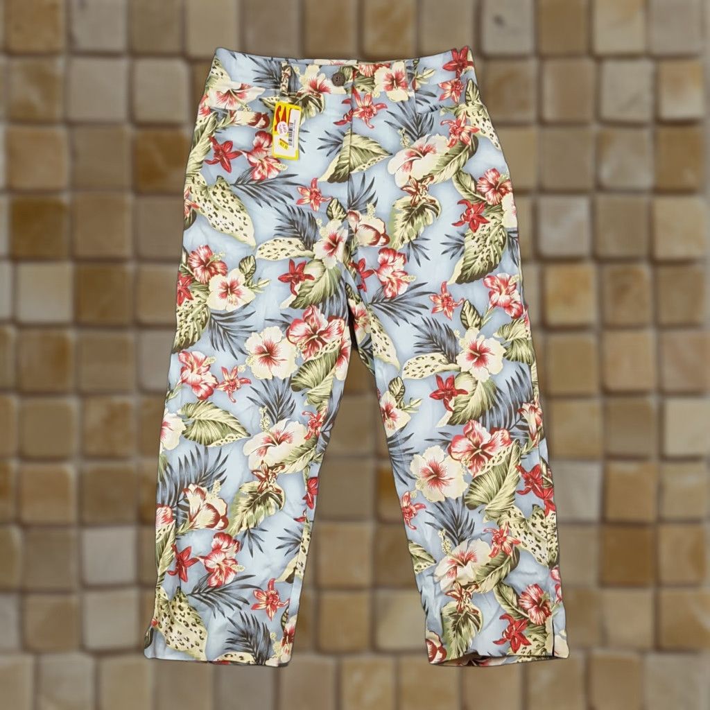 Vintage VINTAGE Tehama Blue Capri Pants Size 6 Relaxed Tapered Floral Y2K Bohemian Womens Size 28" / US 6 / IT 42 - 1 Thumbnail