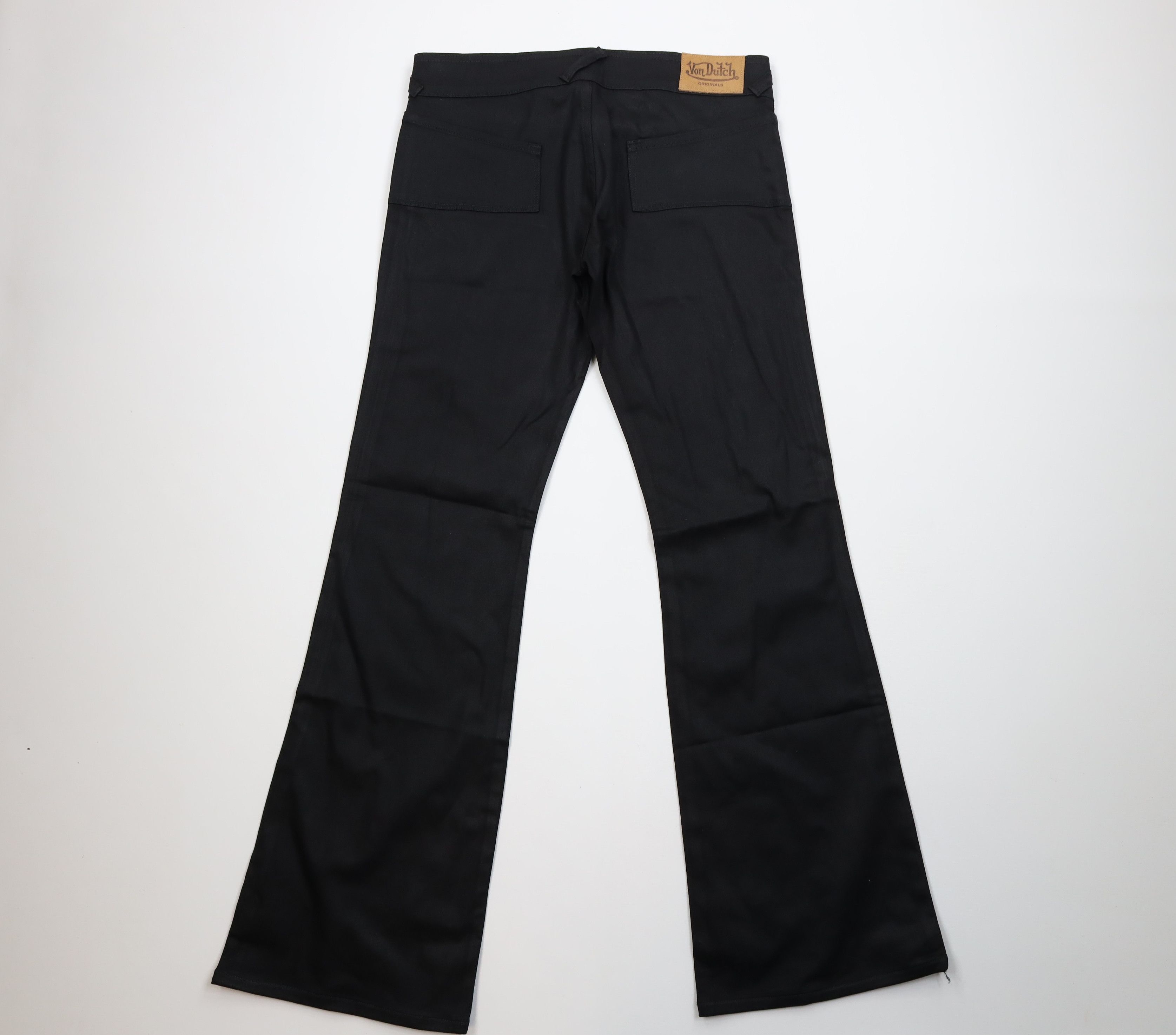Von Dutch Vintage 90s Y2K Von Dutch Flared Wide Leg Pants Black USA Size 31" - 9 Thumbnail