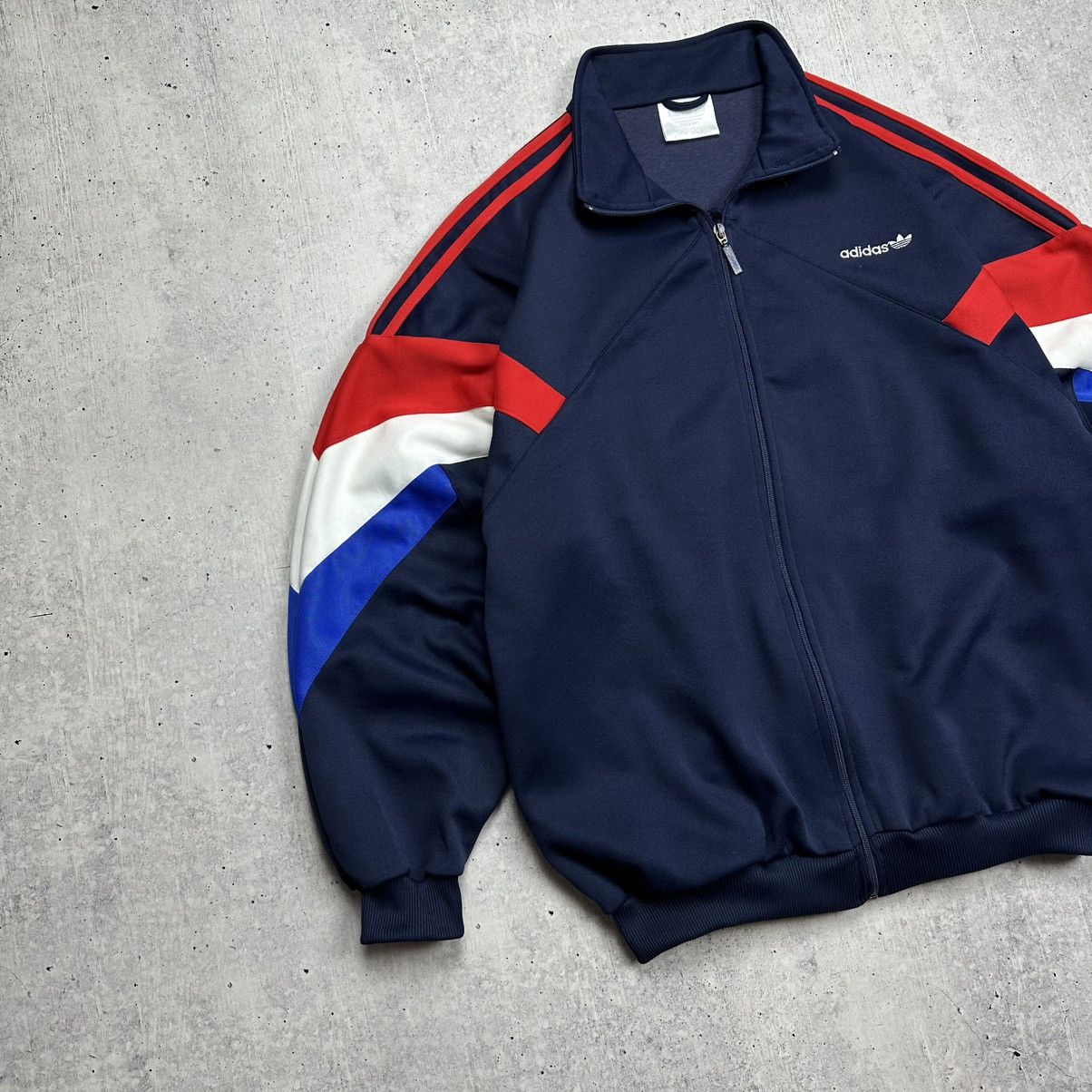 Adidas × Vintage Vintage 80s Adidas France Track Jacket Navy Blue Size US L / EU 52-54 / 3 - 5 Thumbnail