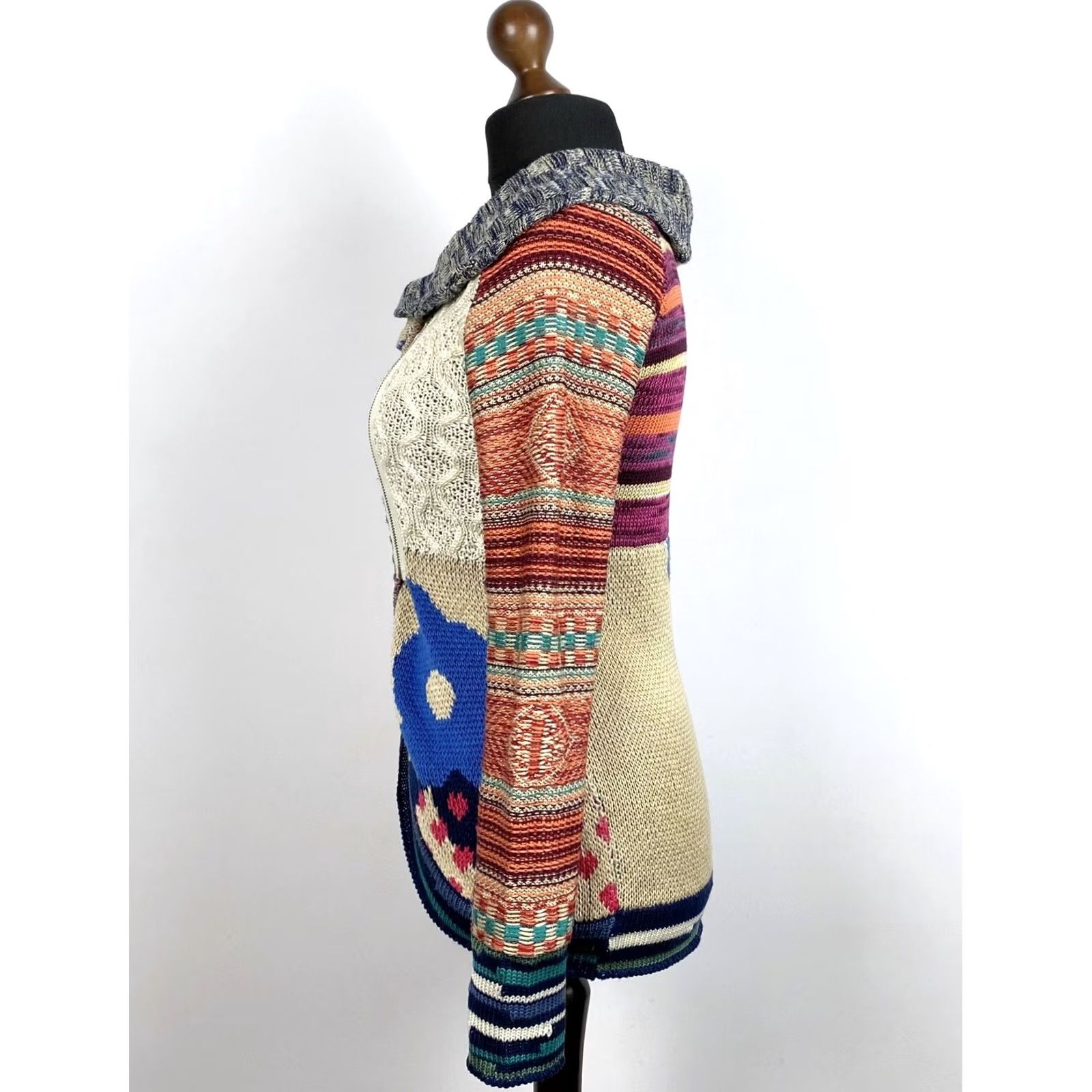 Desigual Desigual Cardigan Jumper Women's M Multicoloured Round Neck Pullover Knitwear Size M / US 6-8 / IT 42-44 - 3 Thumbnail