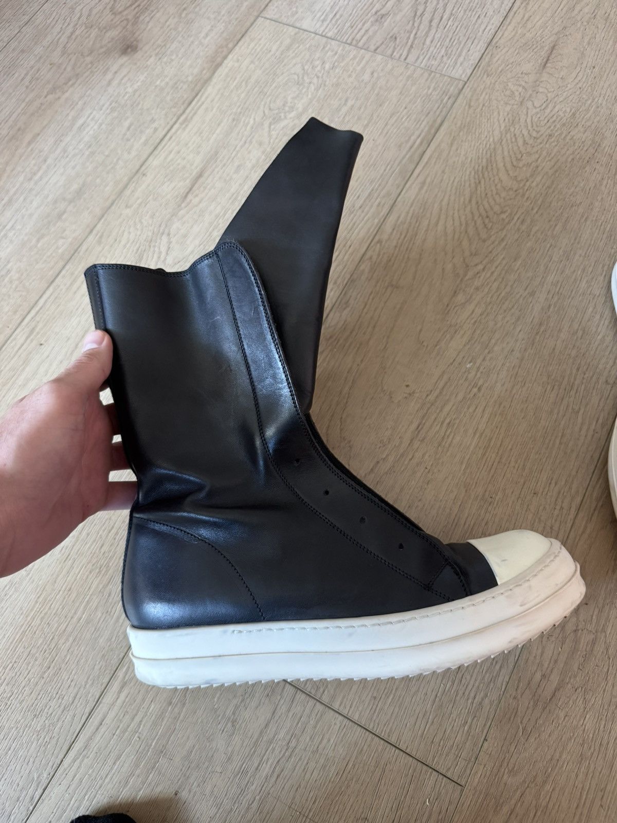Rick Owens Laceless leather ramones high 39 Size US 6 / EU 39 - 1 Thumbnail